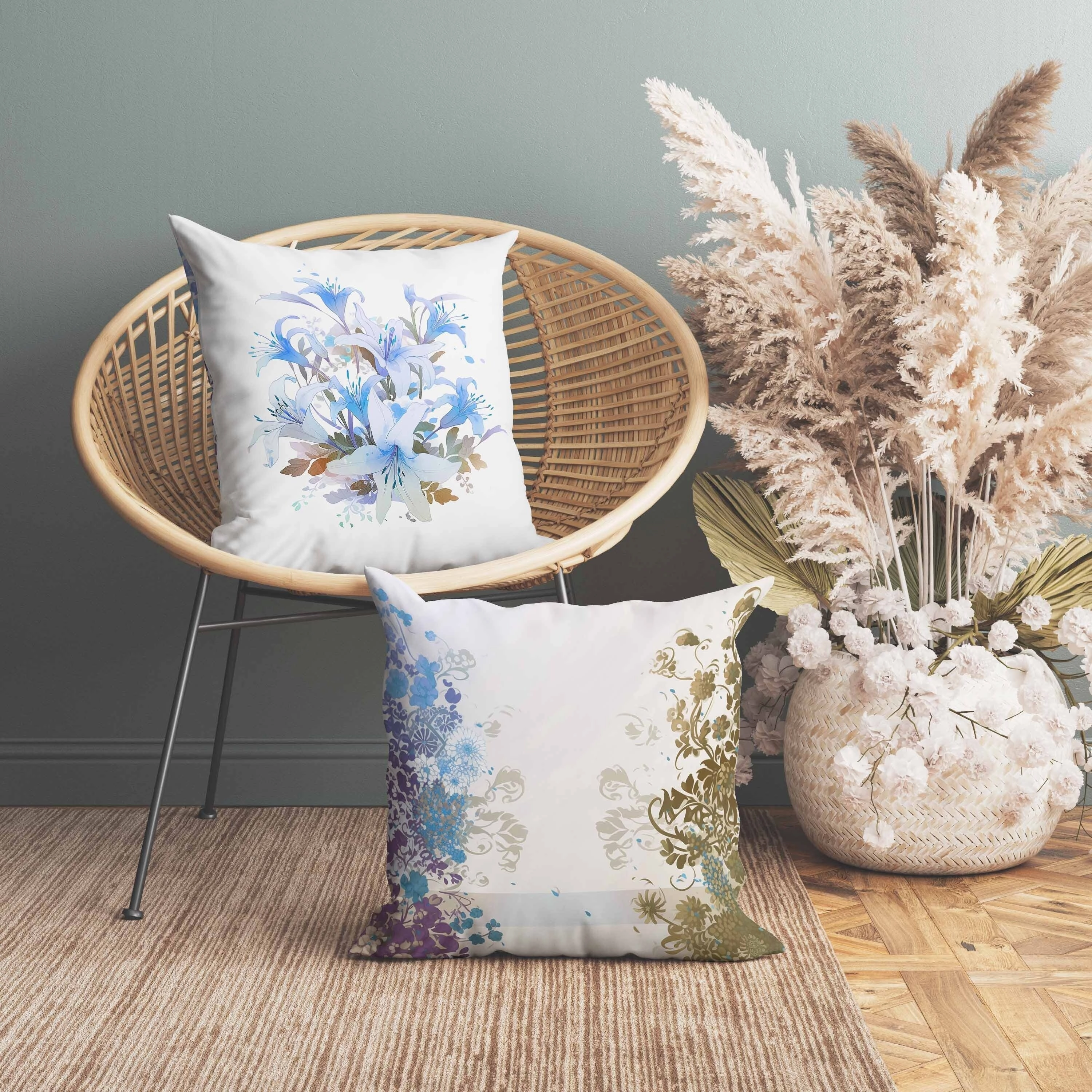 Lily Mist Serenity Faux Suede Reversible Throw Pillow Blue and Purple