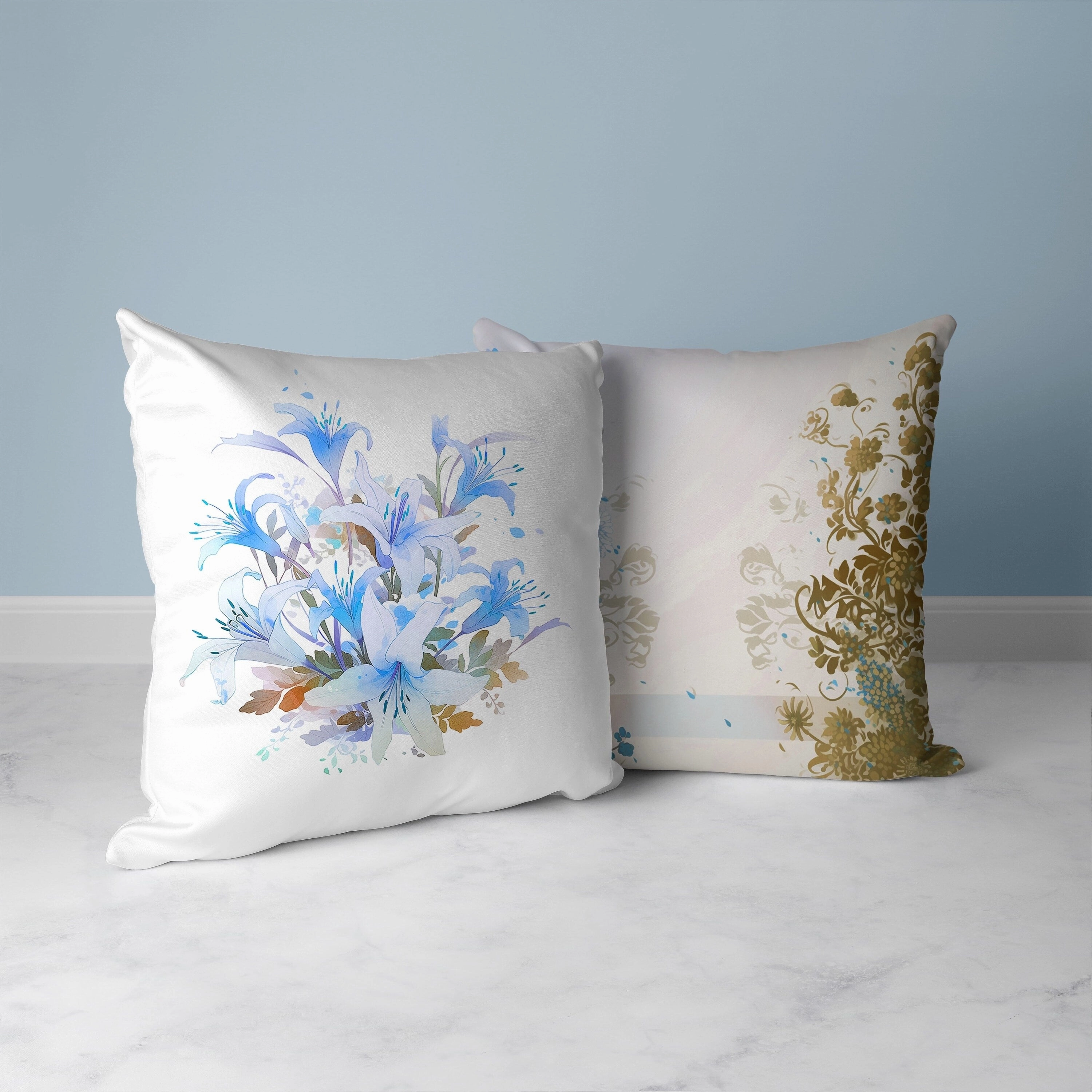Lily Mist Serenity Faux Suede Reversible Throw Pillow Blue and Purple