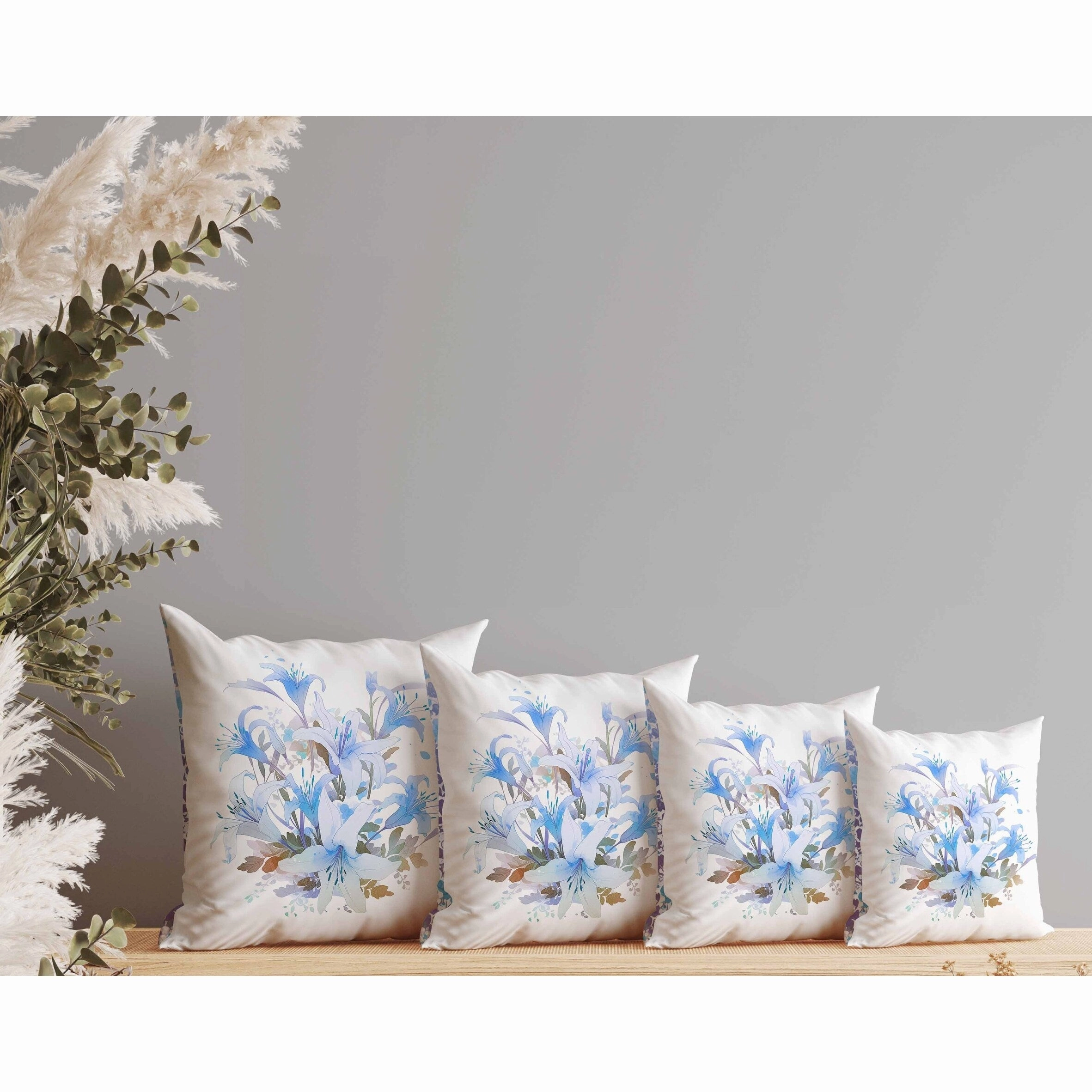 Lily Mist Serenity Faux Suede Reversible Throw Pillow Blue and Purple