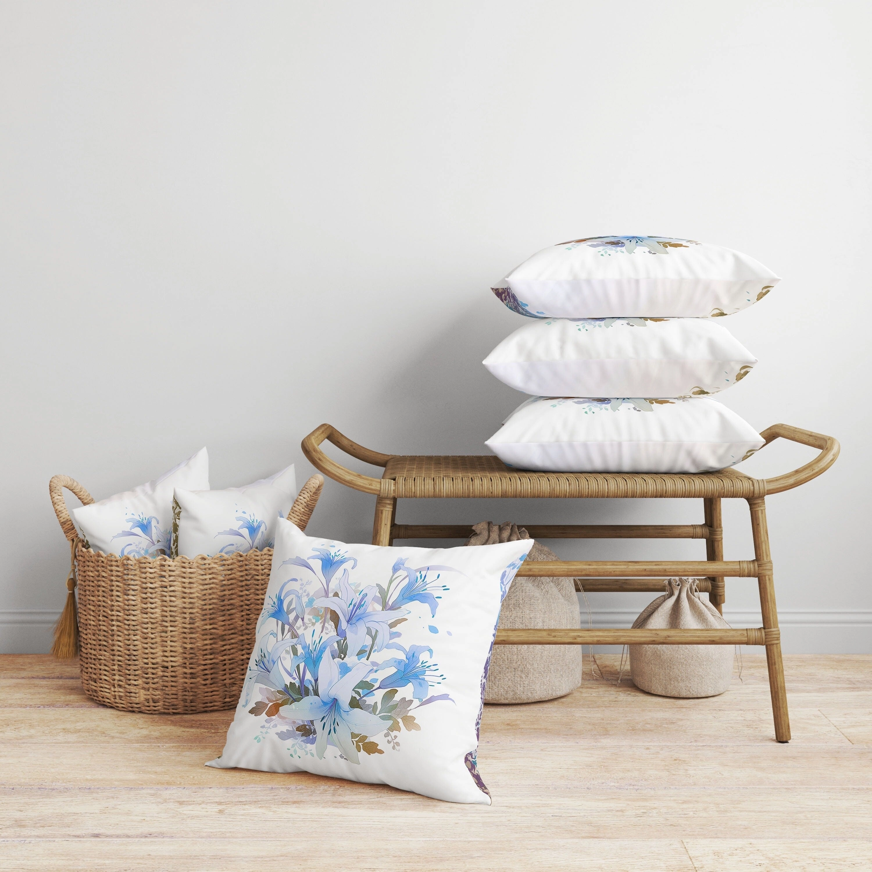 Lily Mist Serenity Faux Suede Reversible Throw Pillow Blue and Purple