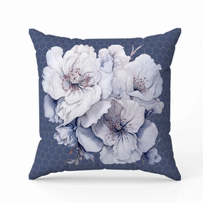 Magnolia Majesty Indoor/Outdoor Reversible Throw Pillow Blue and Fog