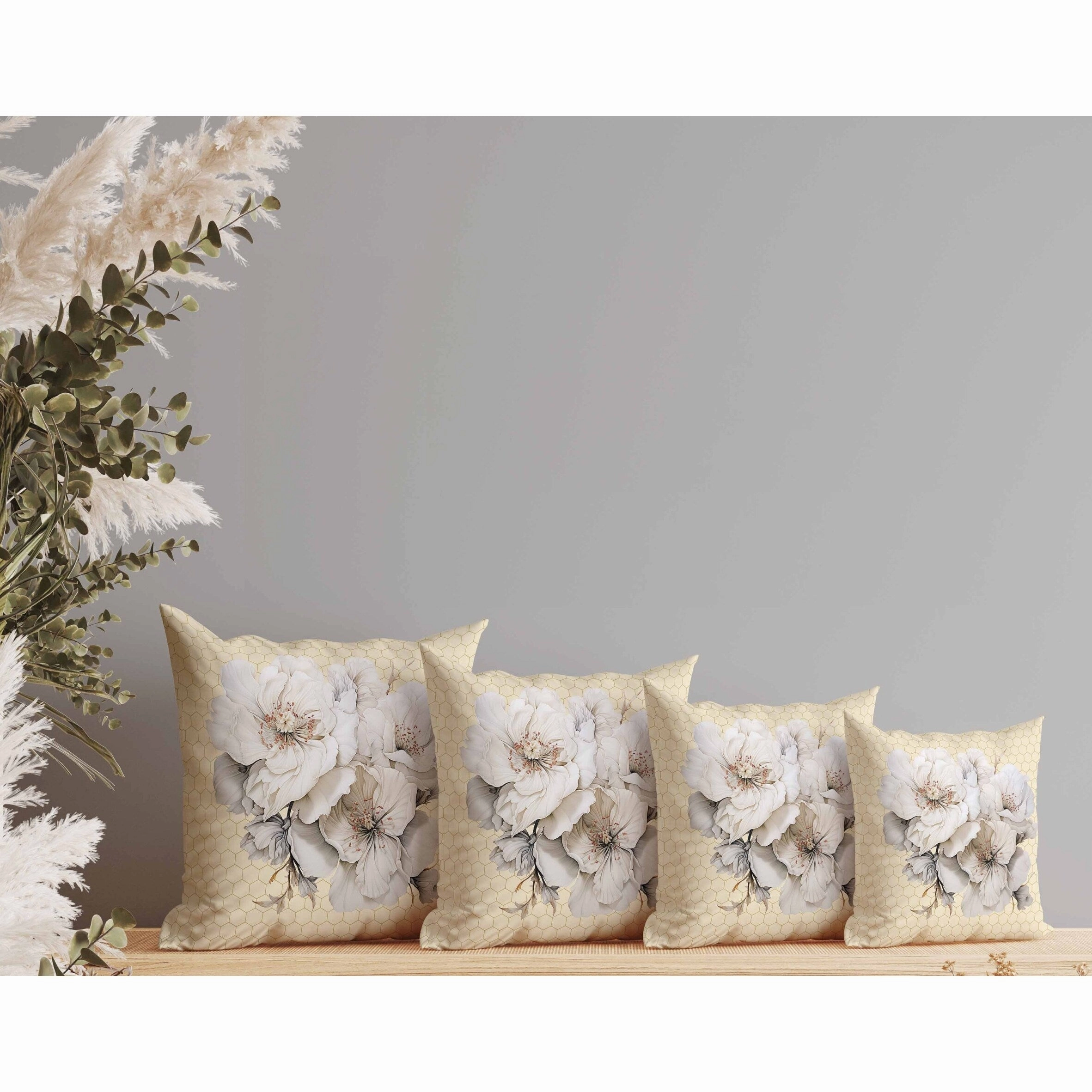 Magnolia Majesty Indoor/Outdoor Reversible Throw Pillow Pale and Yellow