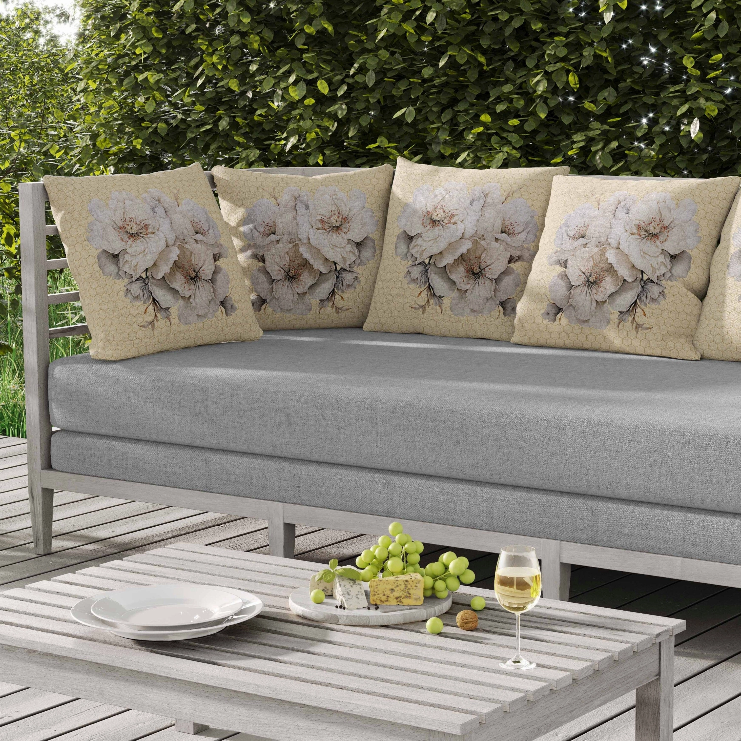 Magnolia Majesty Indoor/Outdoor Reversible Throw Pillow Pale and Yellow