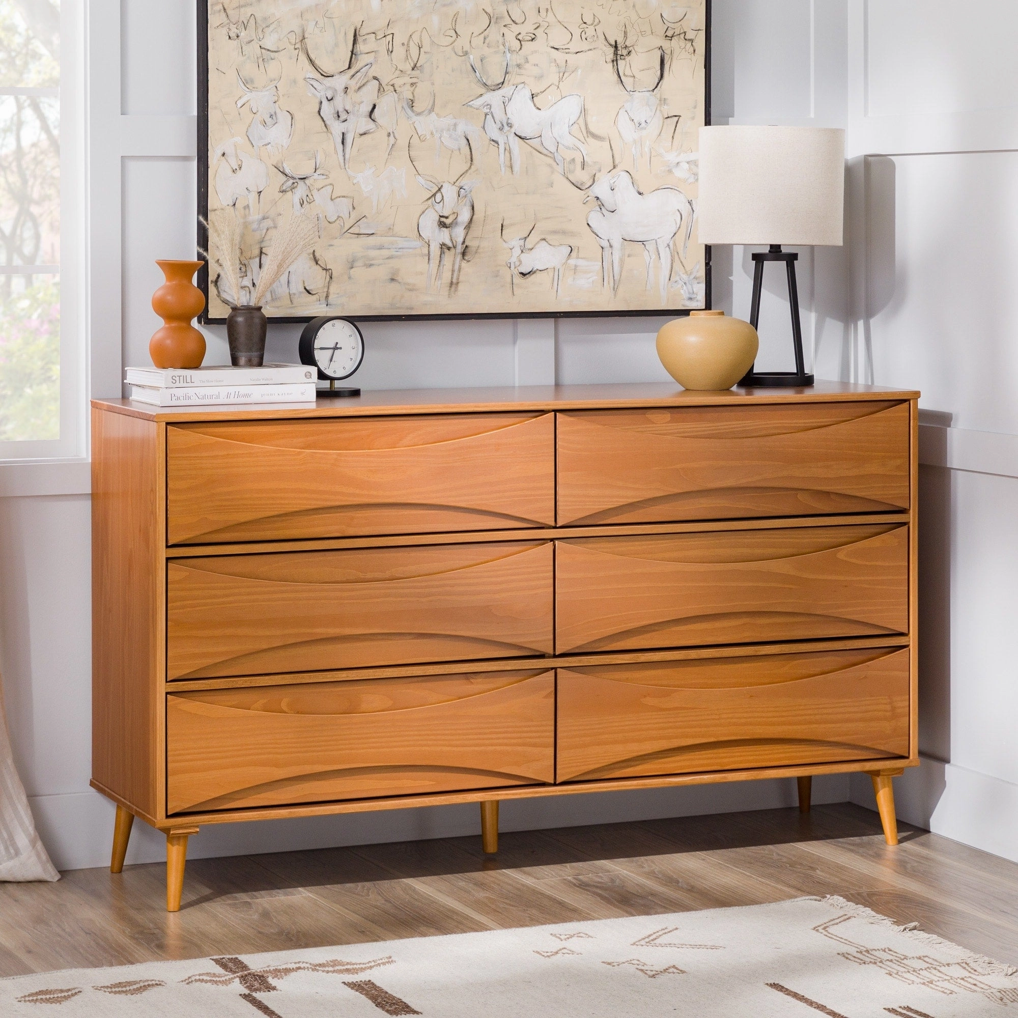 Middlebrook Designs Mid-Century 6-Drawer Solid Wood Dresser