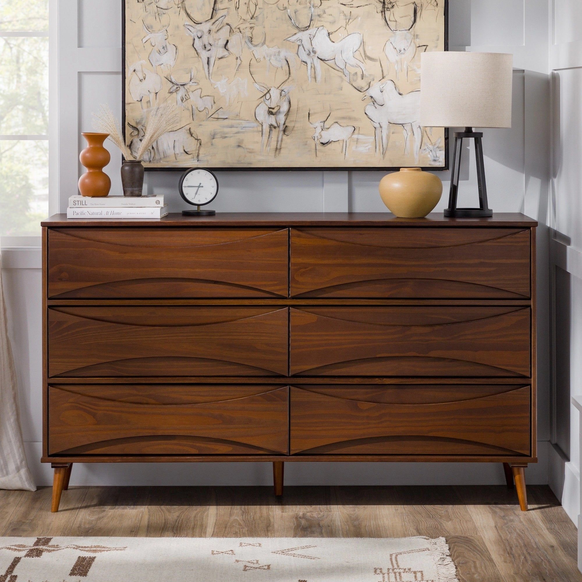 Middlebrook Designs Mid-Century 6-Drawer Solid Wood Dresser