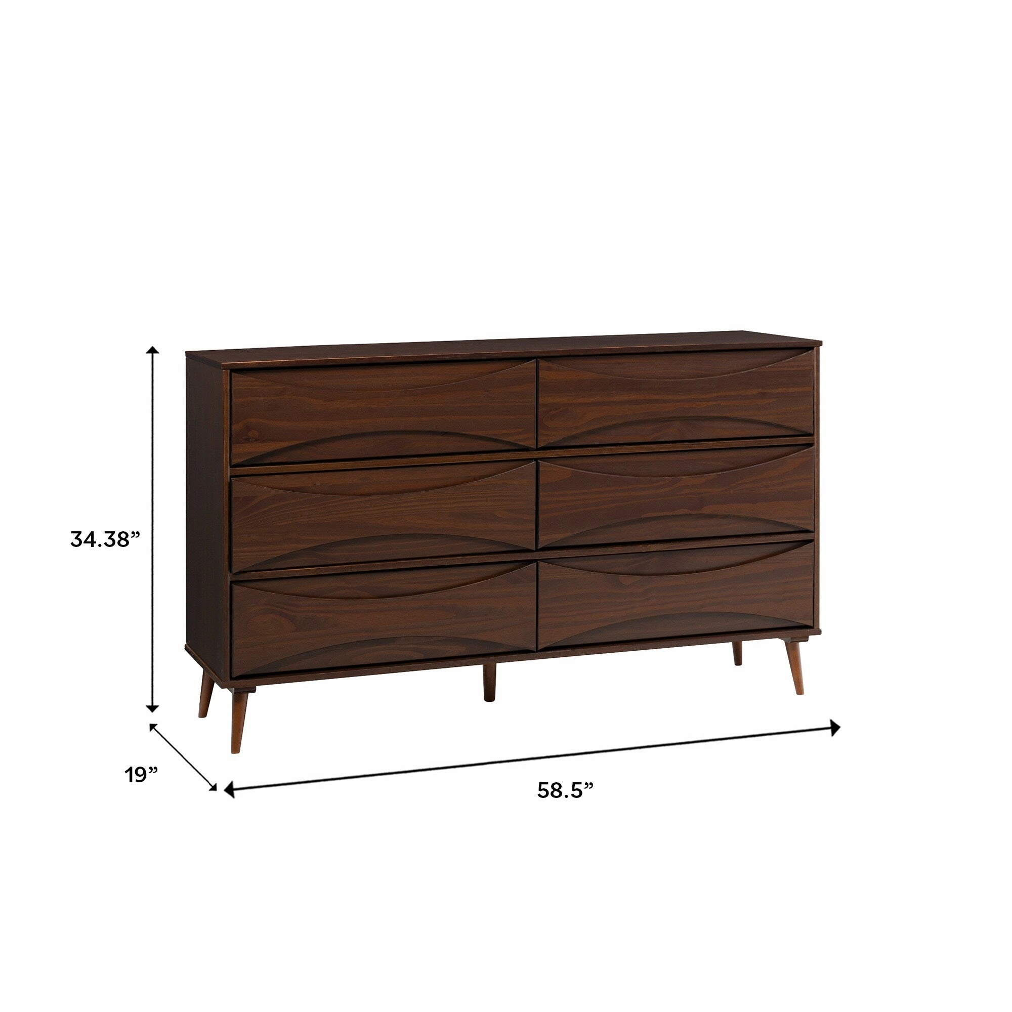 Middlebrook Designs Mid-Century 6-Drawer Solid Wood Dresser