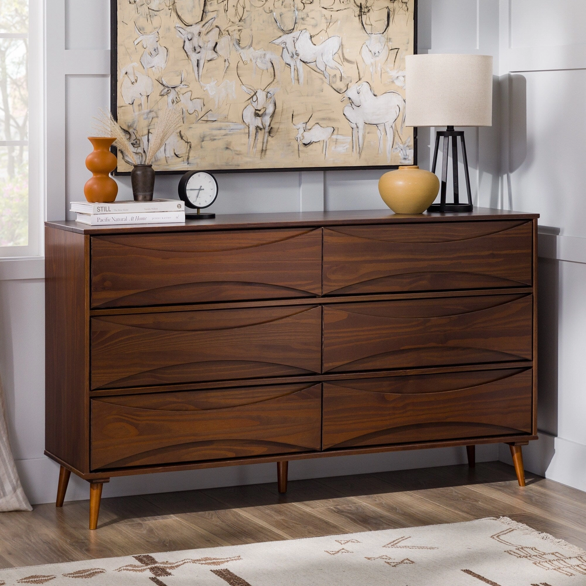 Middlebrook Designs Mid-Century 6-Drawer Solid Wood Dresser