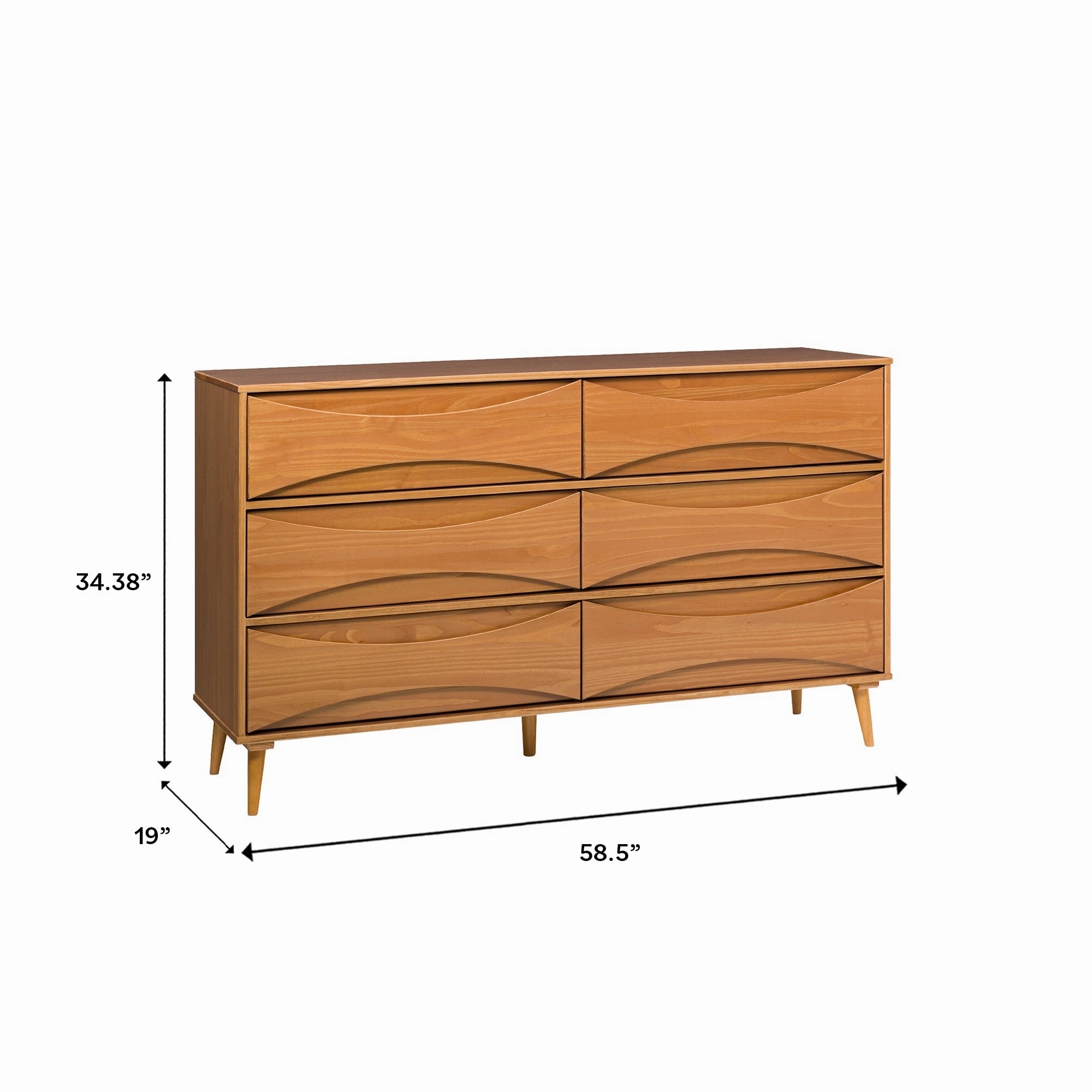 Middlebrook Designs Mid-Century 6-Drawer Solid Wood Dresser