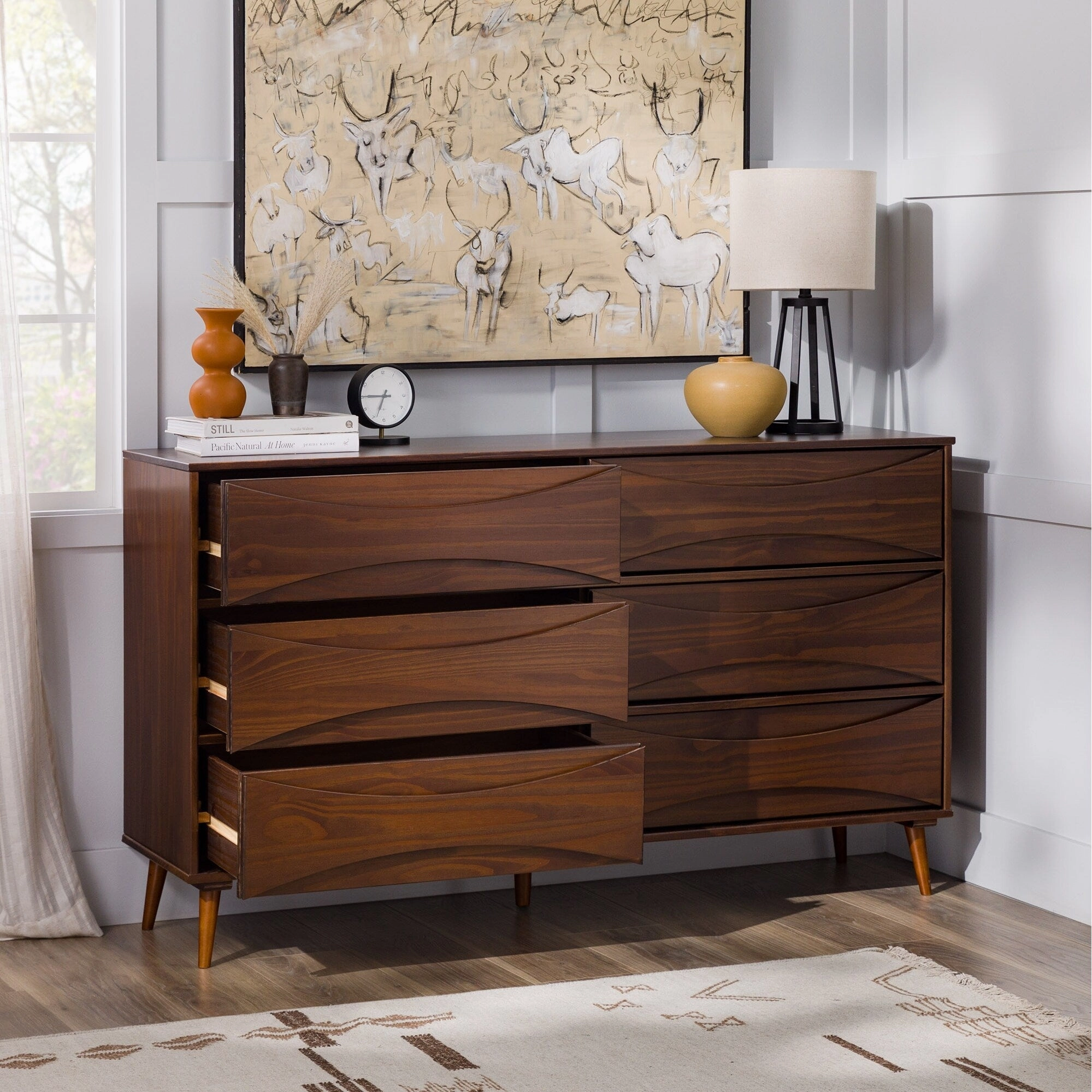 Middlebrook Designs Mid-Century 6-Drawer Solid Wood Dresser