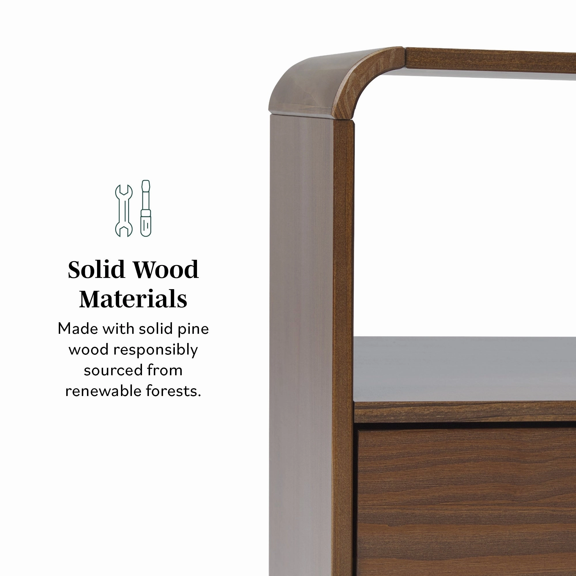Middlebrook Designs Minimalist Curved-Top Nightstand (Set of 2)