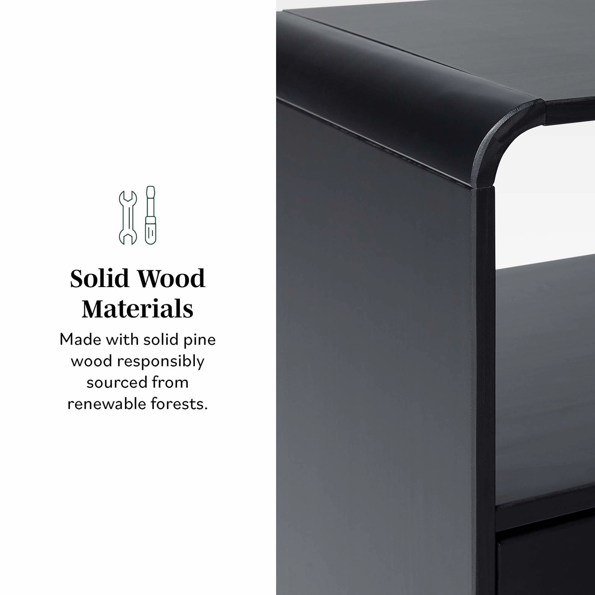Middlebrook Designs Minimalist Curved-Top Nightstand (Set of 2)