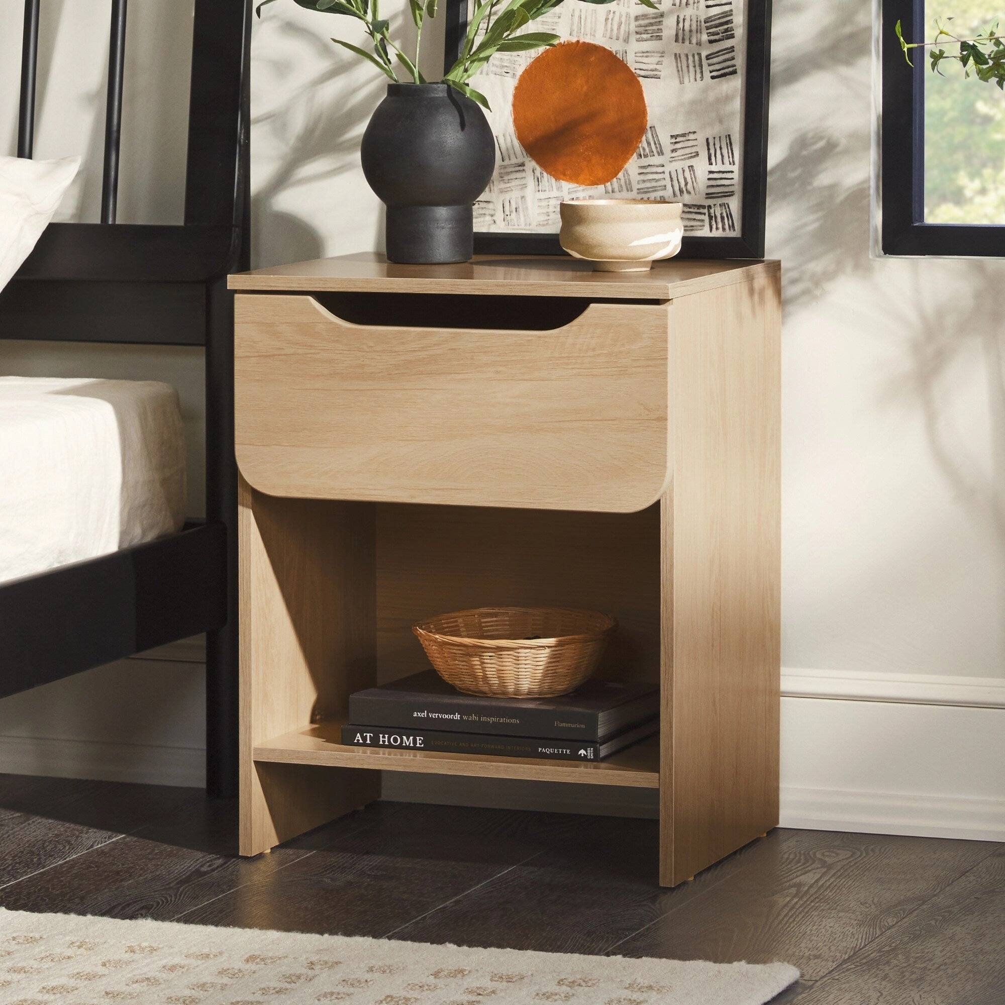 Middlebrook Designs Modern 1-Drawer Nightstand with Cubby