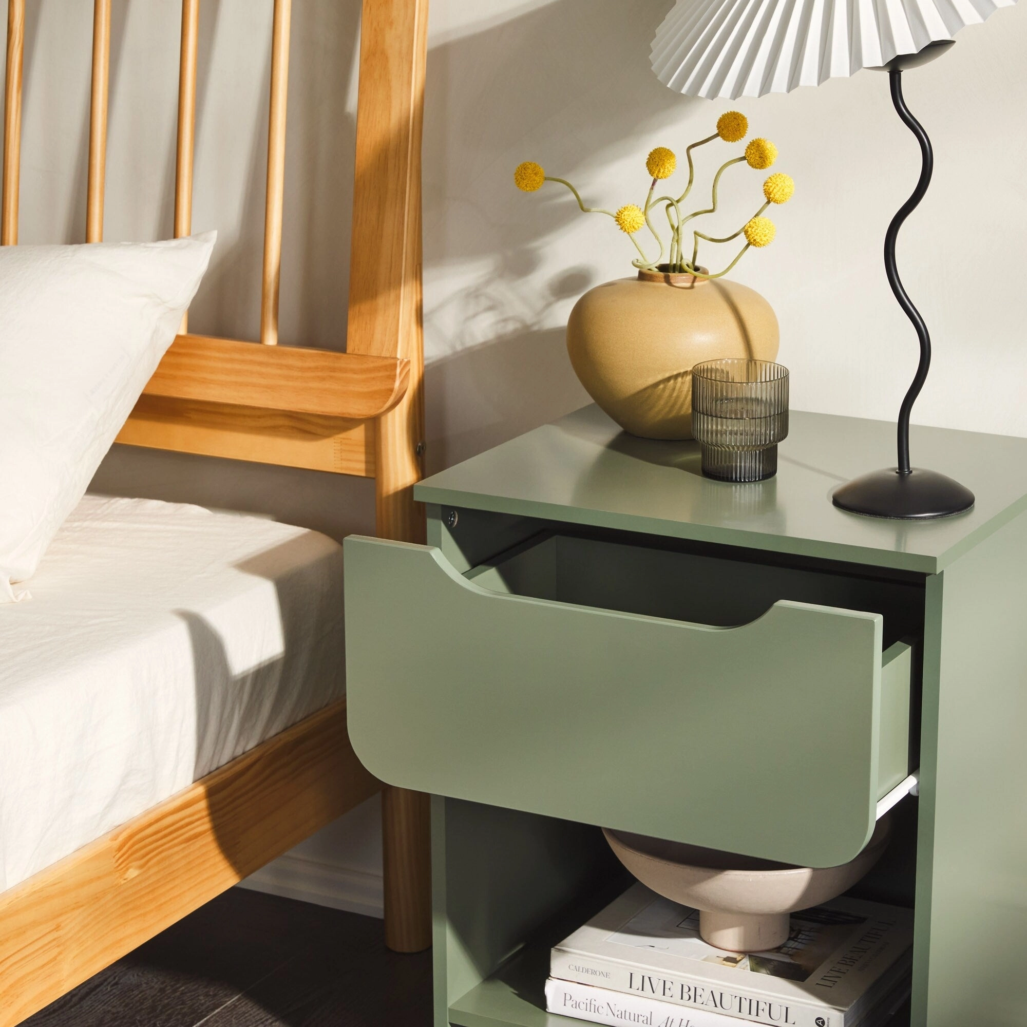 Middlebrook Designs Modern 1-Drawer Nightstand with Cubby