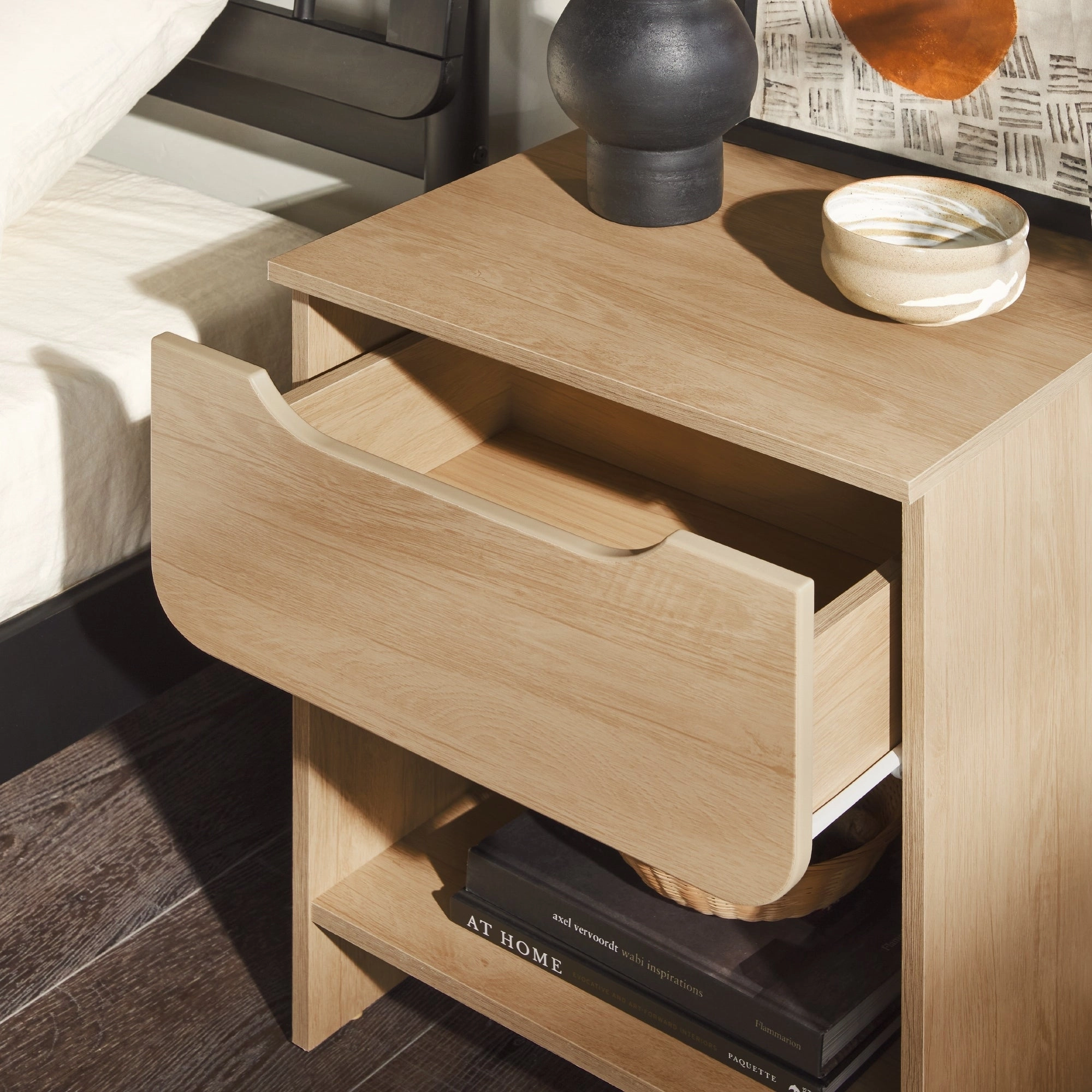Middlebrook Designs Modern 1-Drawer Nightstand with Cubby