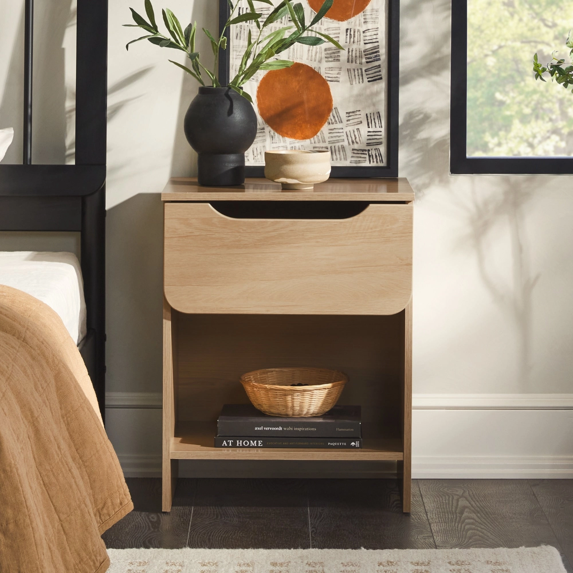 Middlebrook Designs Modern 1-Drawer Nightstand with Cubby