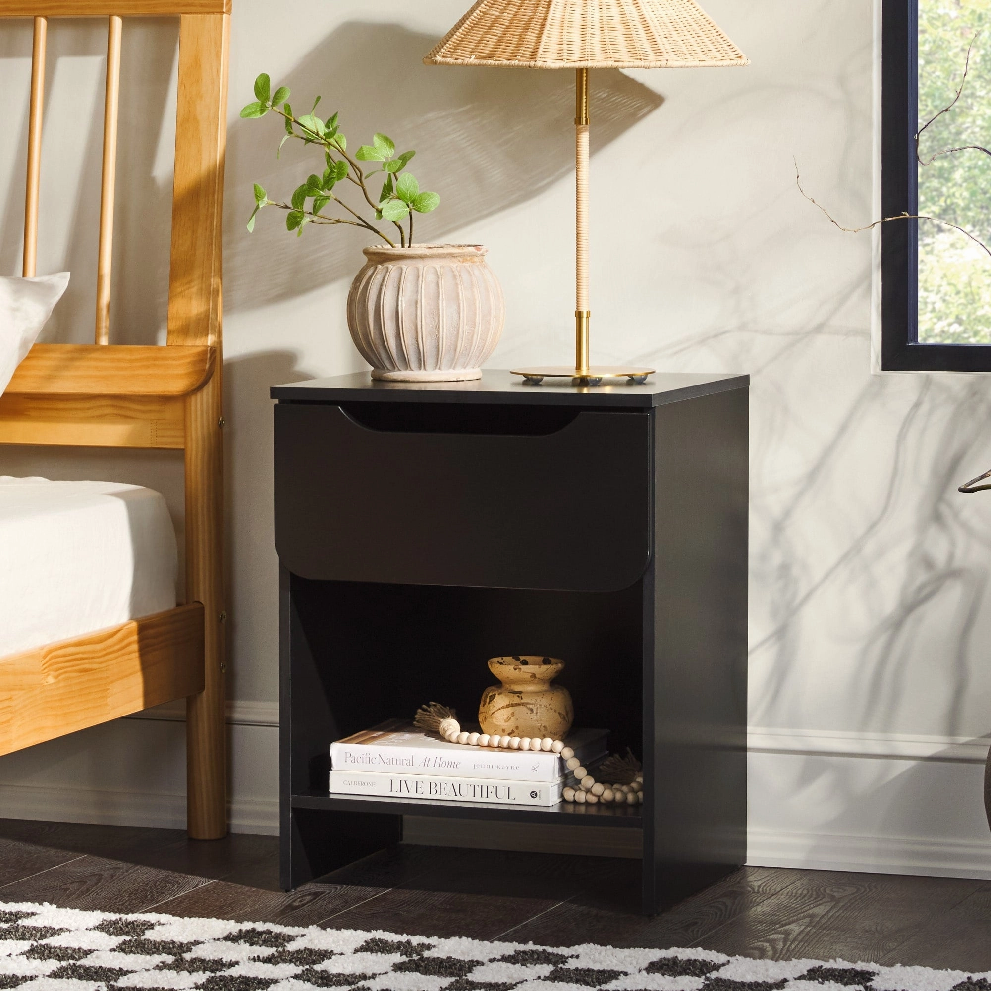 Middlebrook Designs Modern 1-Drawer Nightstand with Cubby