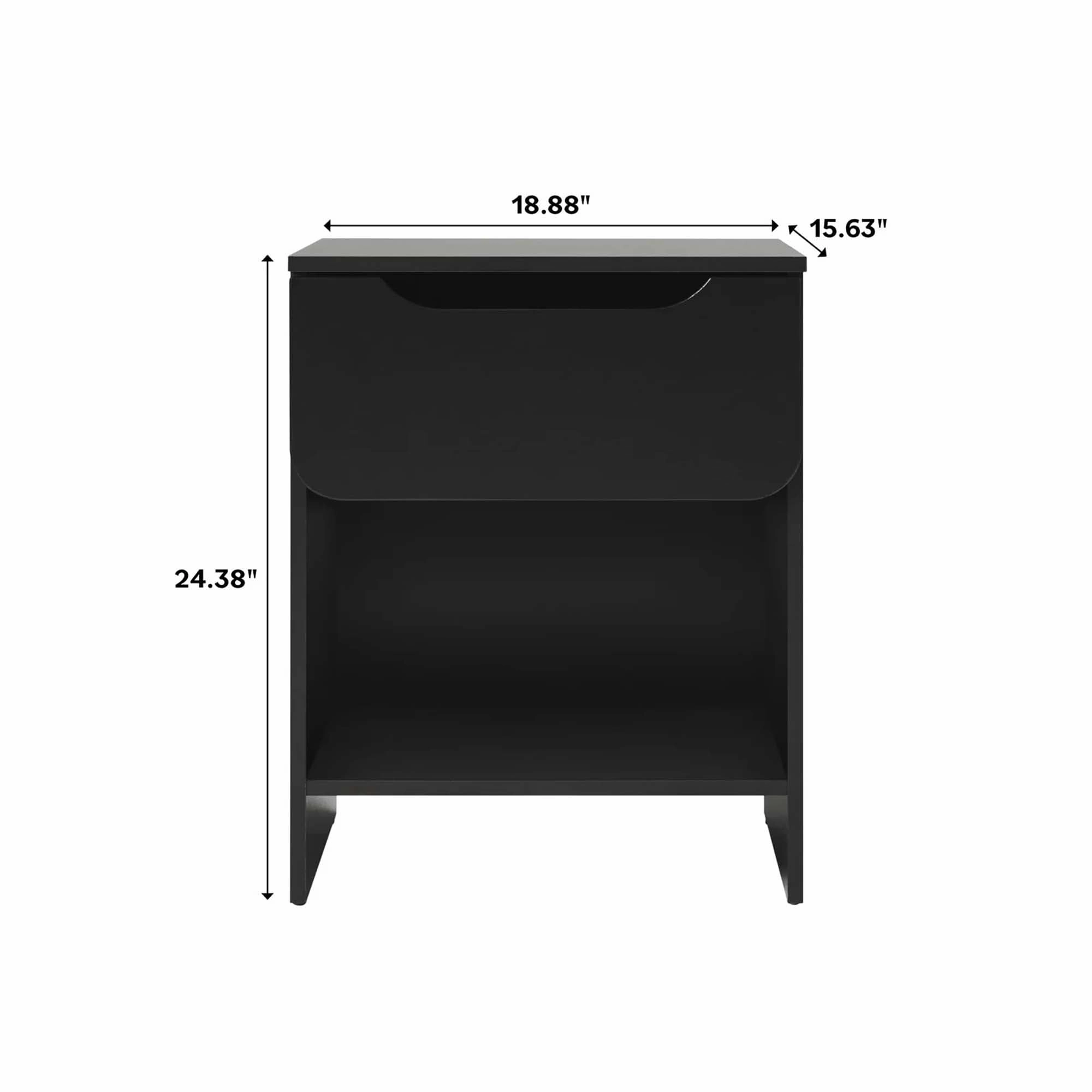Middlebrook Designs Modern 1-Drawer Nightstand with Cubby