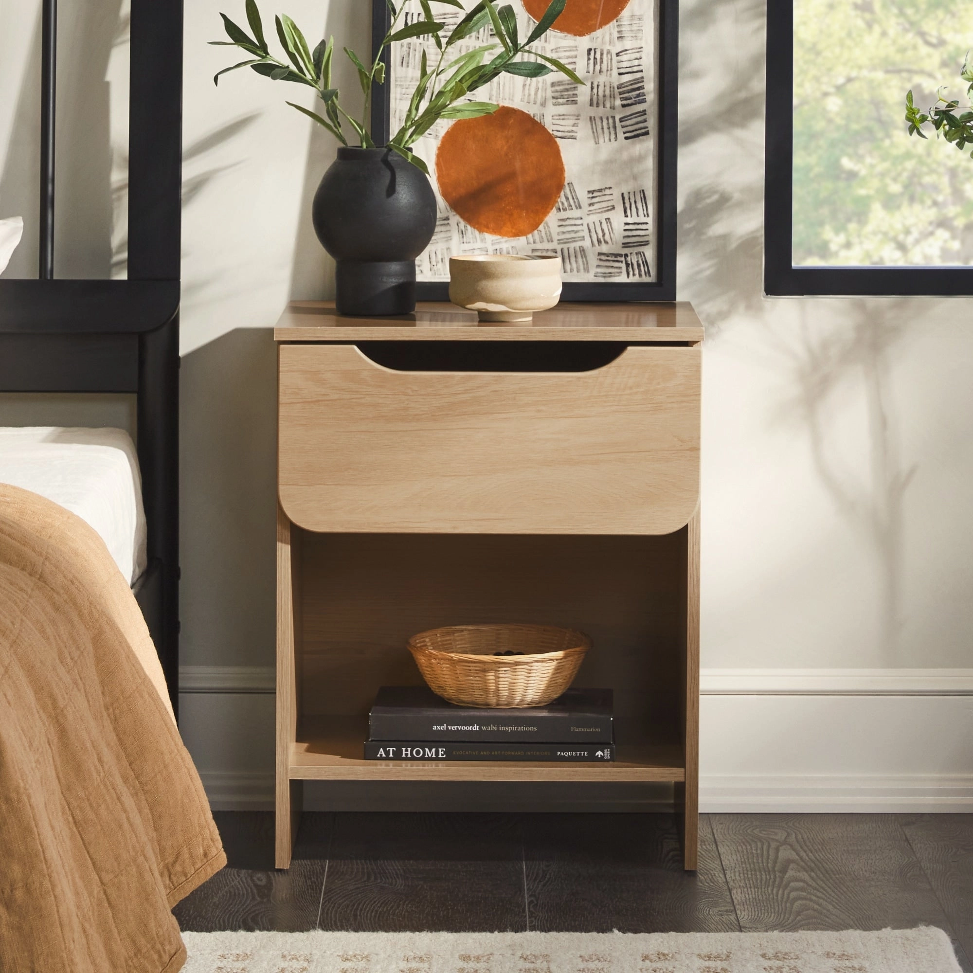Middlebrook Designs Modern 1-Drawer Nightstand with Cubby