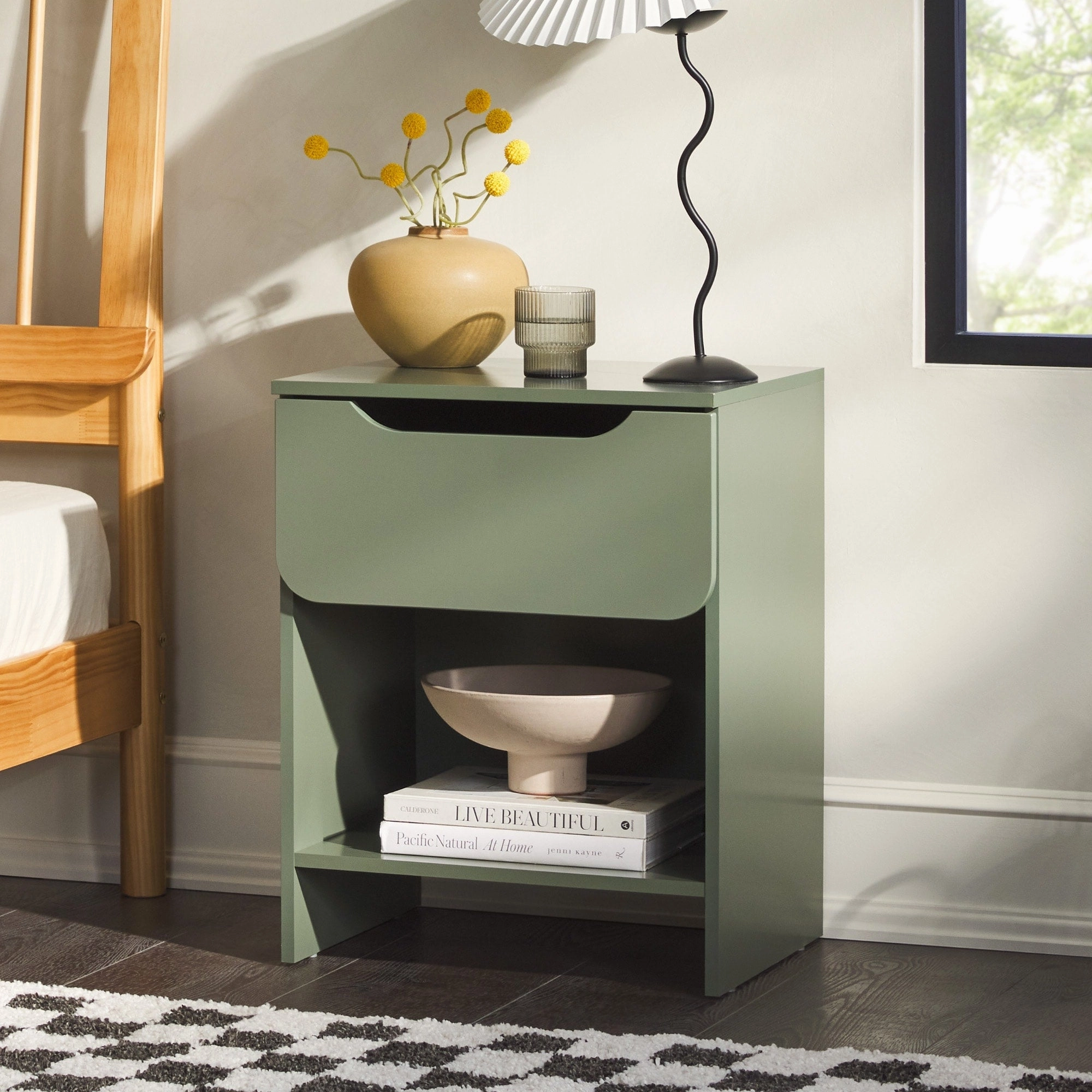Middlebrook Designs Modern 1-Drawer Nightstand with Cubby