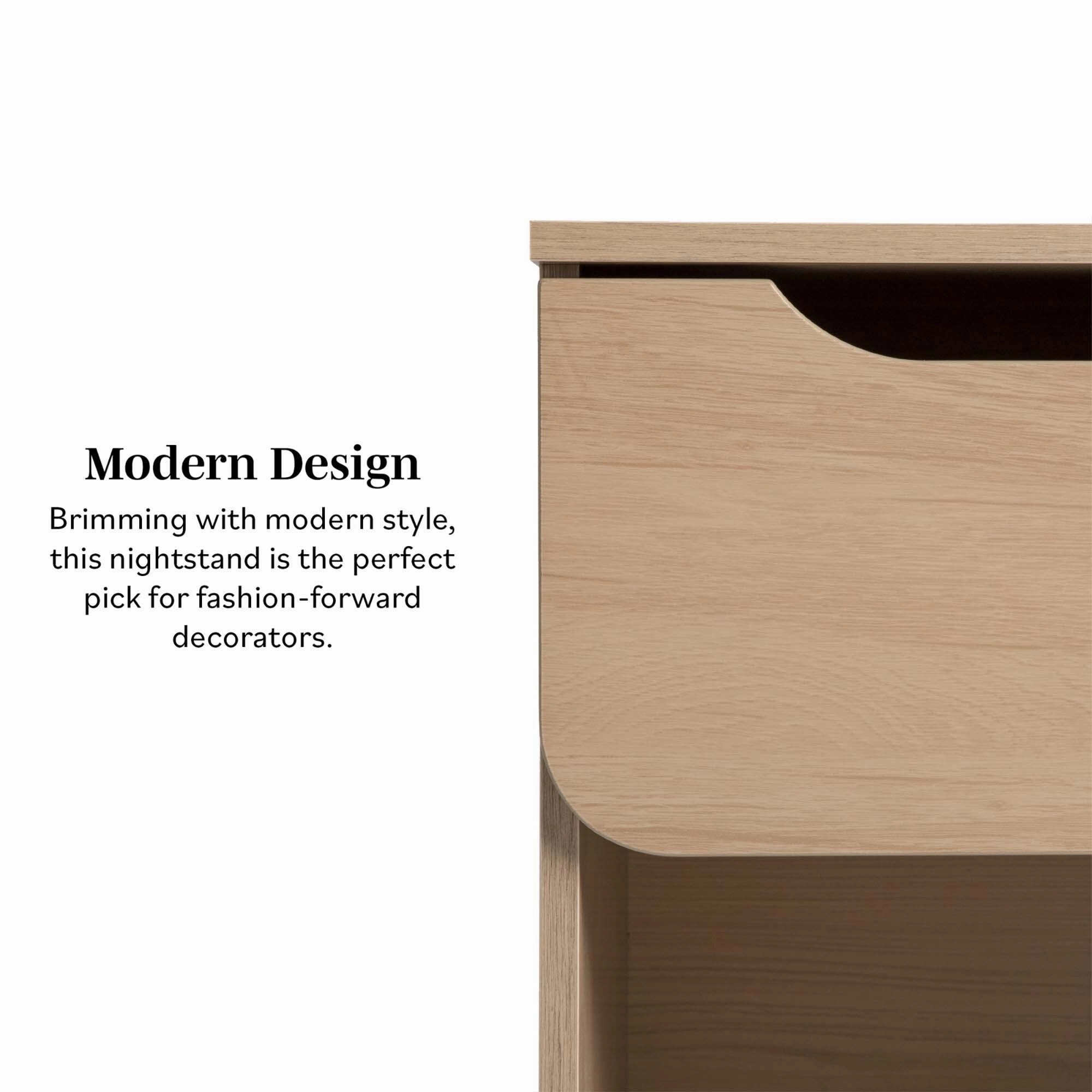 Middlebrook Designs Modern 1-Drawer Nightstand with Cubby