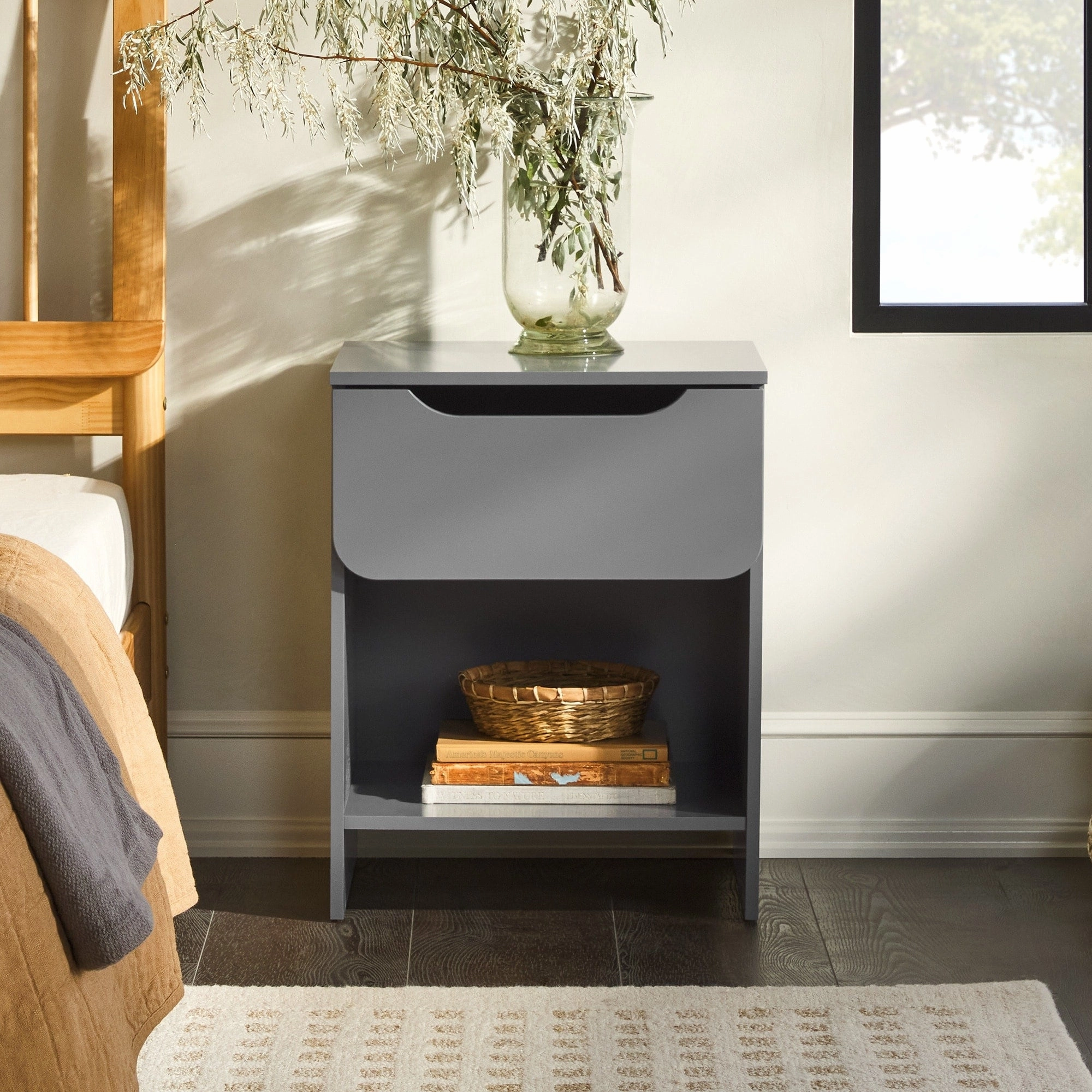 Middlebrook Designs Modern 1-Drawer Nightstand with Cubby