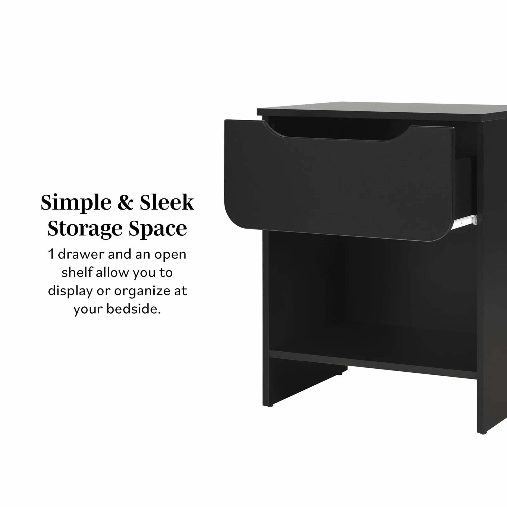 Middlebrook Designs Modern 1-Drawer Nightstand with Cubby