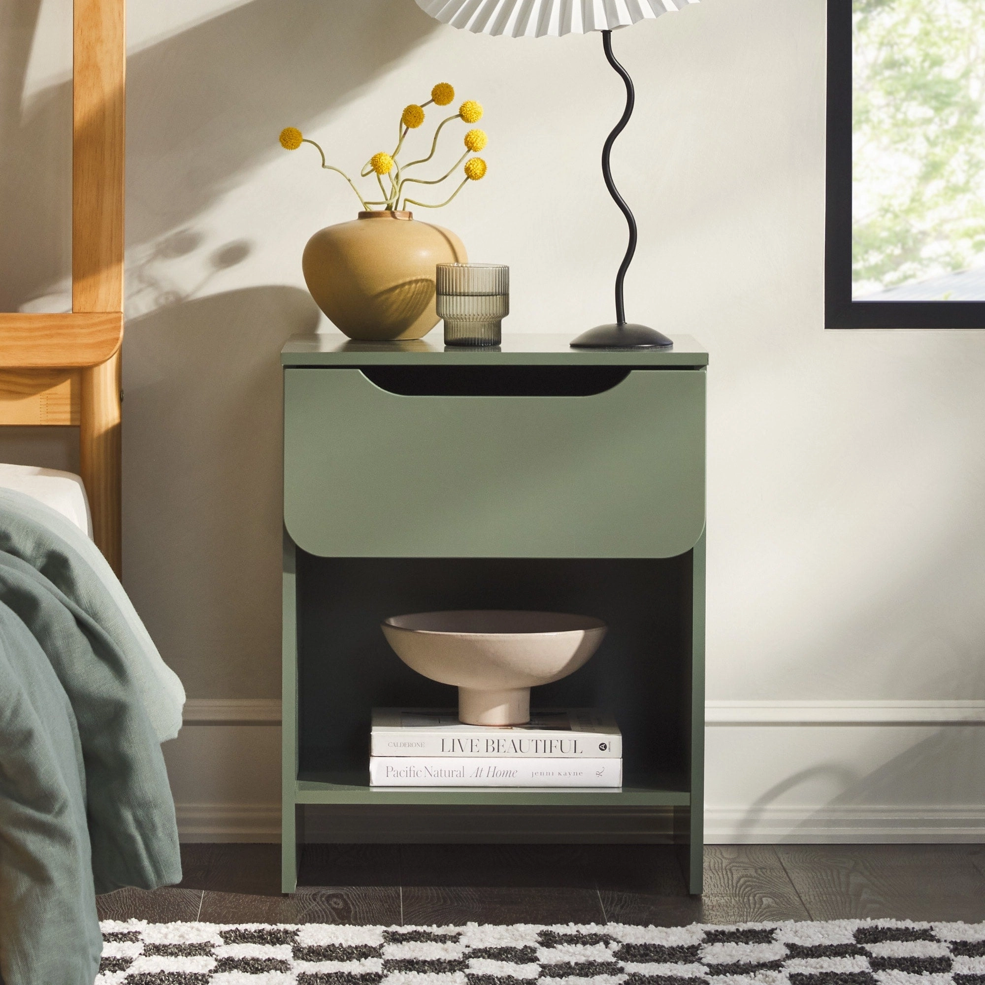 Middlebrook Designs Modern 1-Drawer Nightstand with Cubby