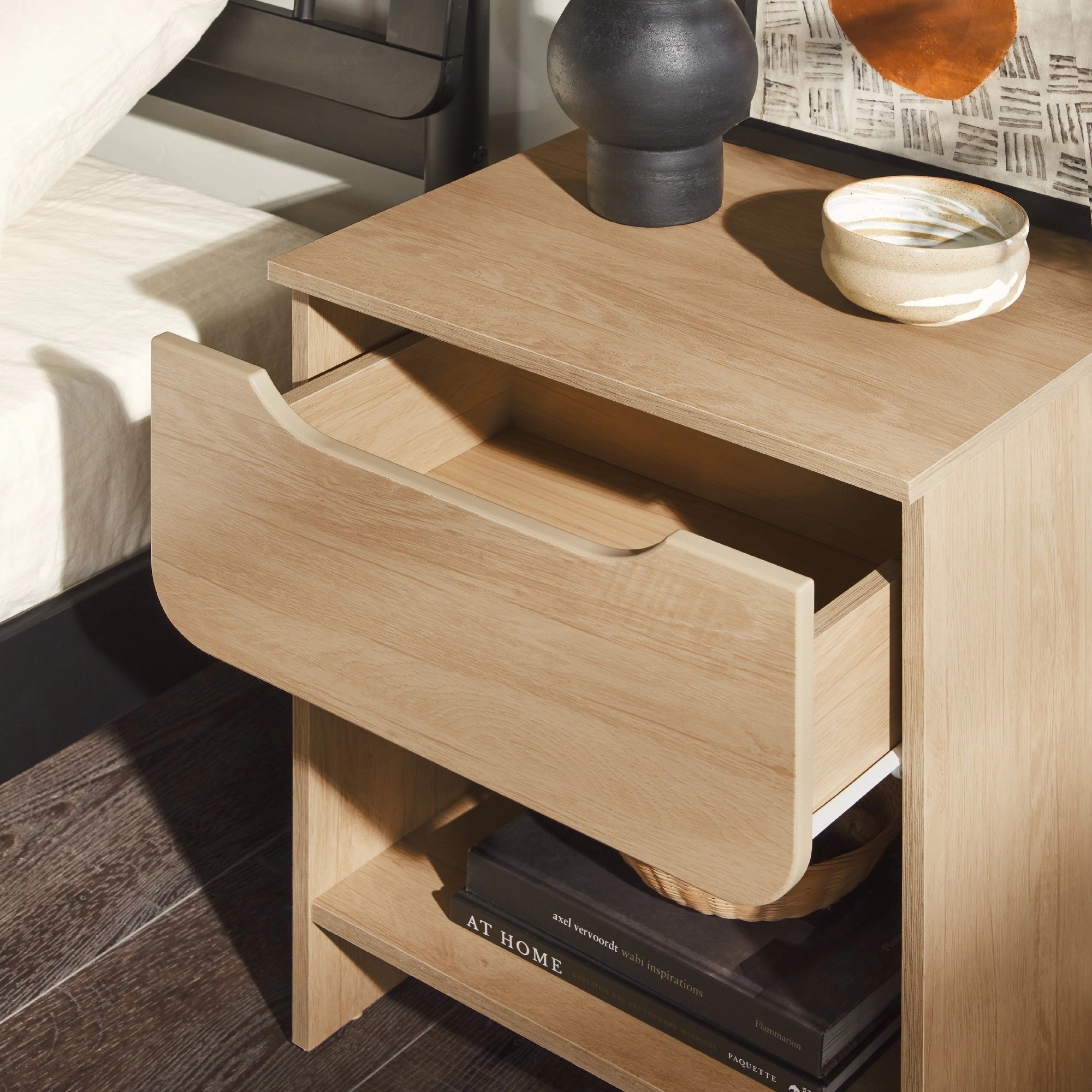 Middlebrook Designs Modern 1-Drawer Nightstand with Cubby