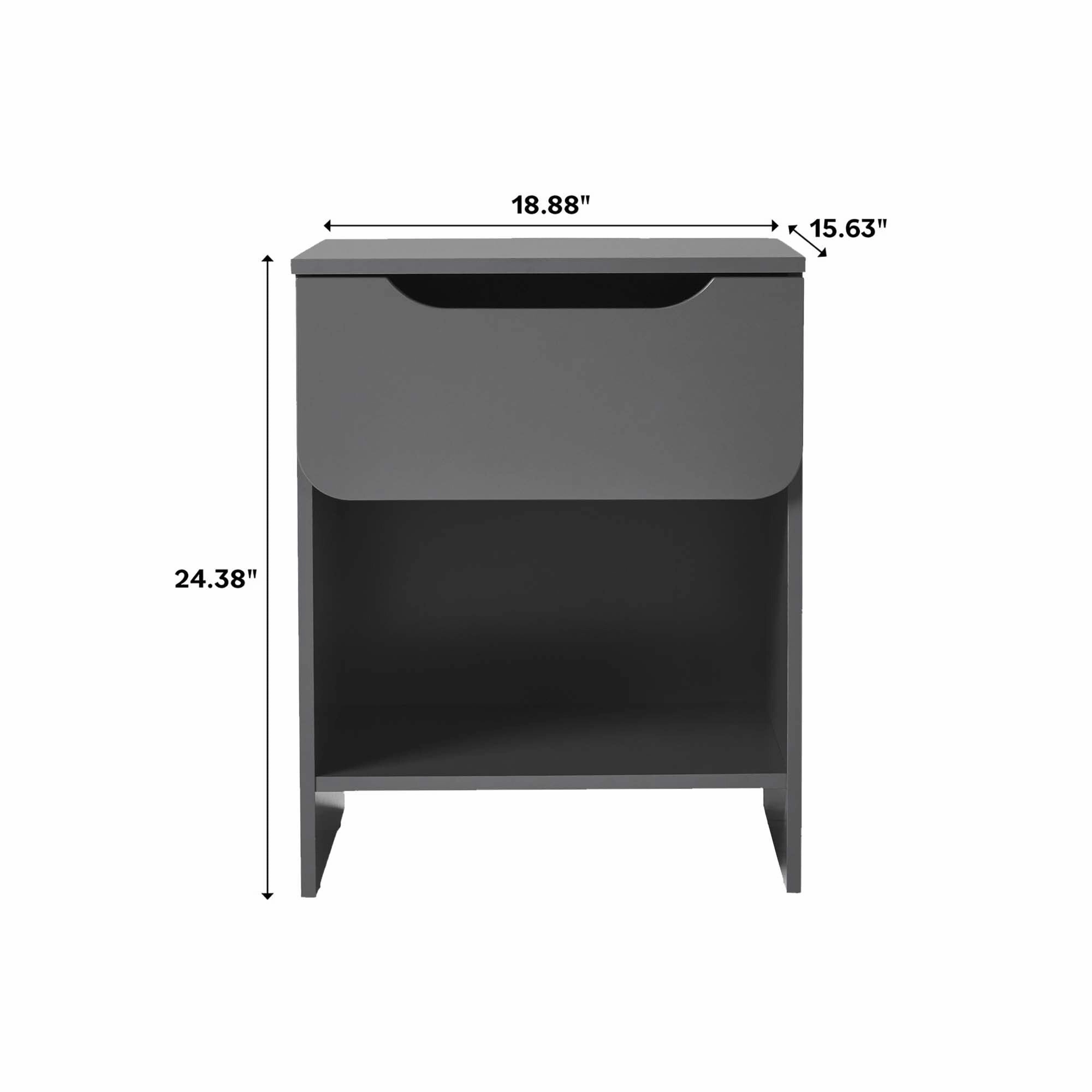 Middlebrook Designs Modern 1-Drawer Nightstand with Cubby