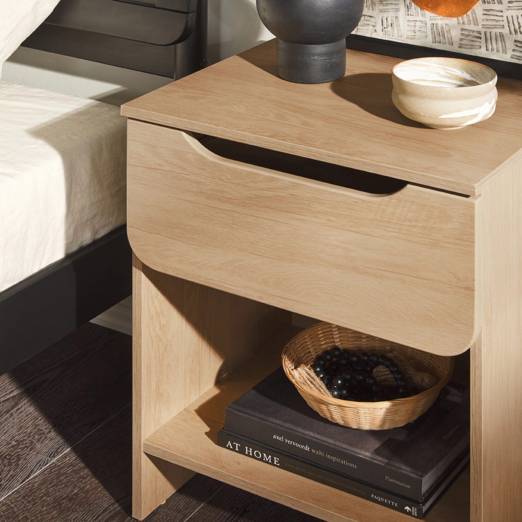 Middlebrook Designs Modern 1-Drawer Nightstand with Cubby
