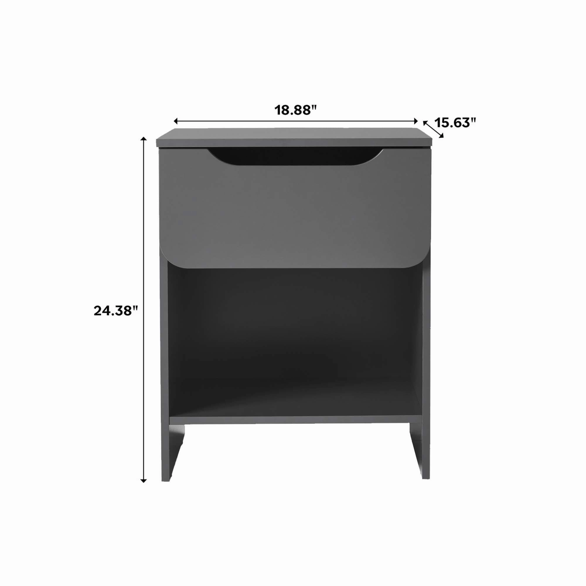 Middlebrook Designs Modern 1-Drawer Nightstand with Cubby (Set of 2)