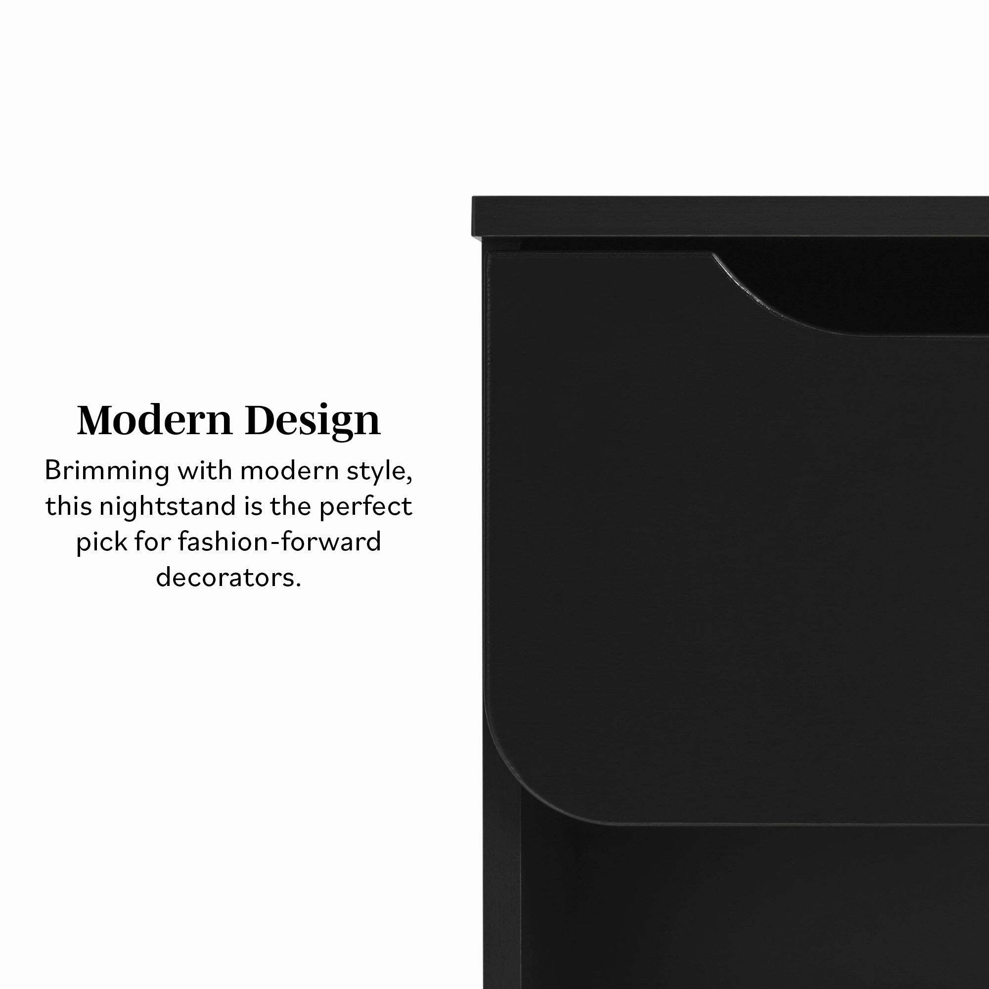 Middlebrook Designs Modern 1-Drawer Nightstand with Cubby (Set of 2)