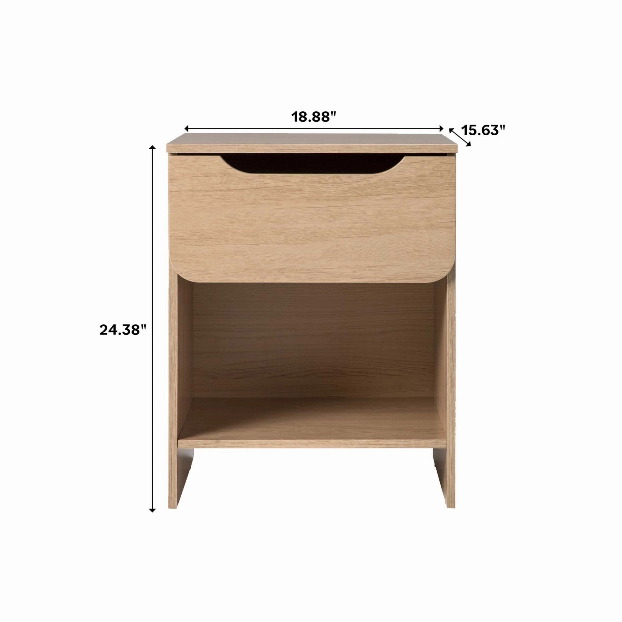 Middlebrook Designs Modern 1-Drawer Nightstand with Cubby (Set of 2)