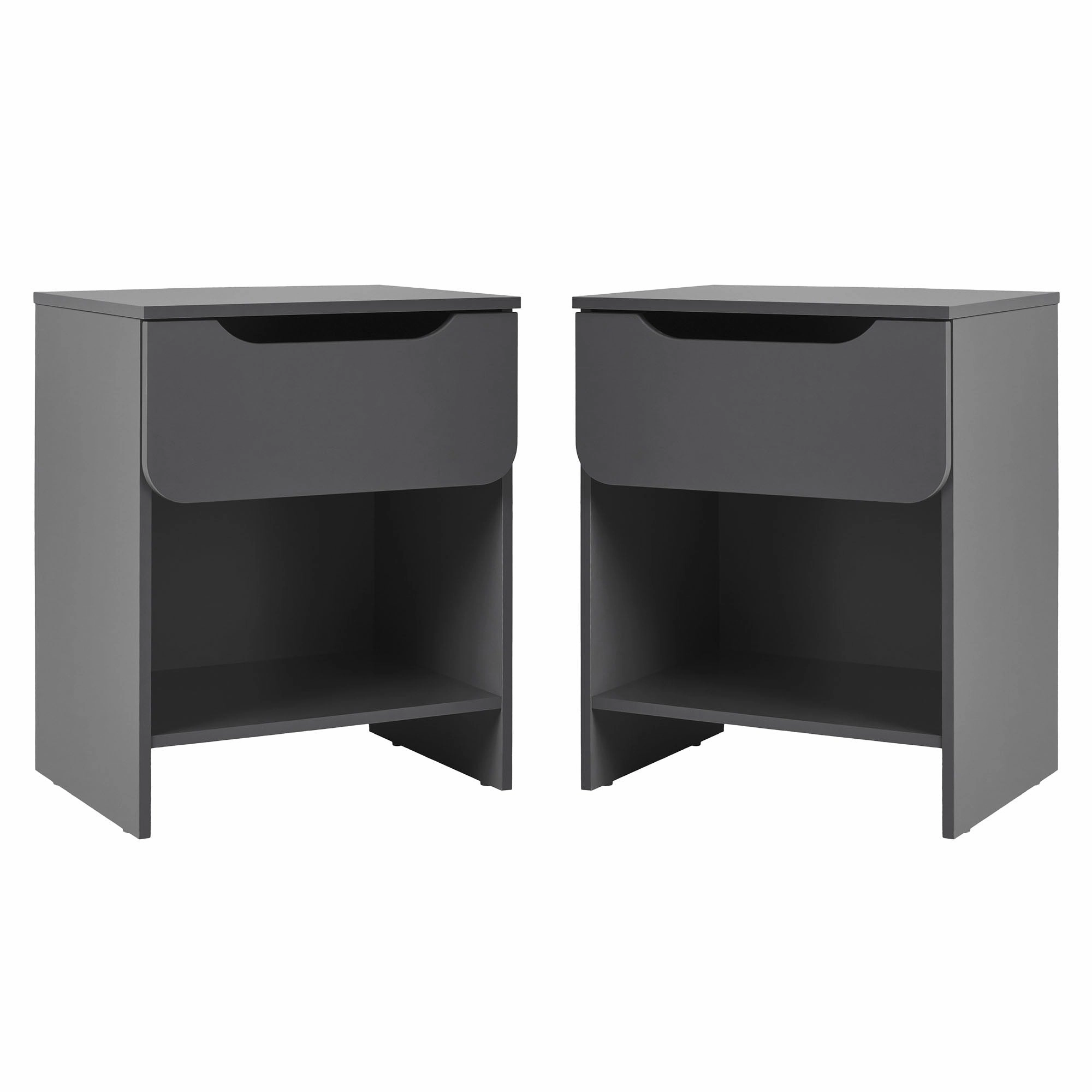 Middlebrook Designs Modern 1-Drawer Nightstand with Cubby (Set of 2)