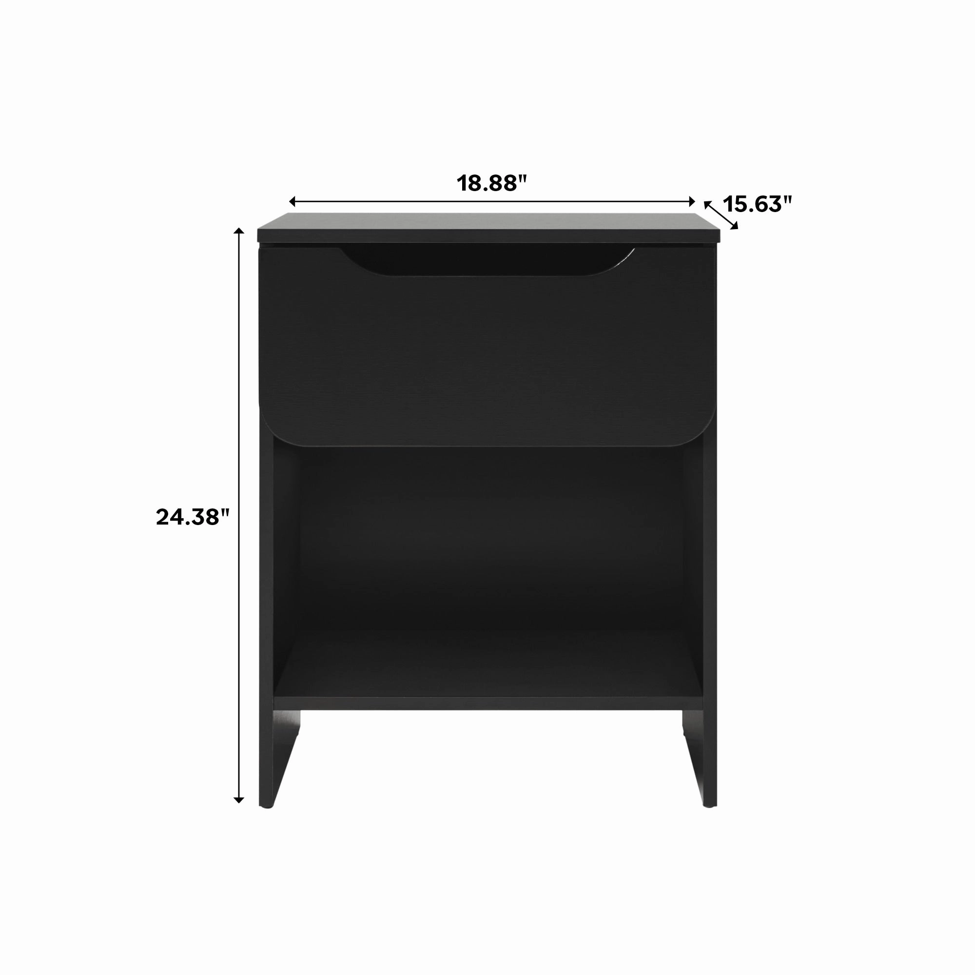 Middlebrook Designs Modern 1-Drawer Nightstand with Cubby (Set of 2)