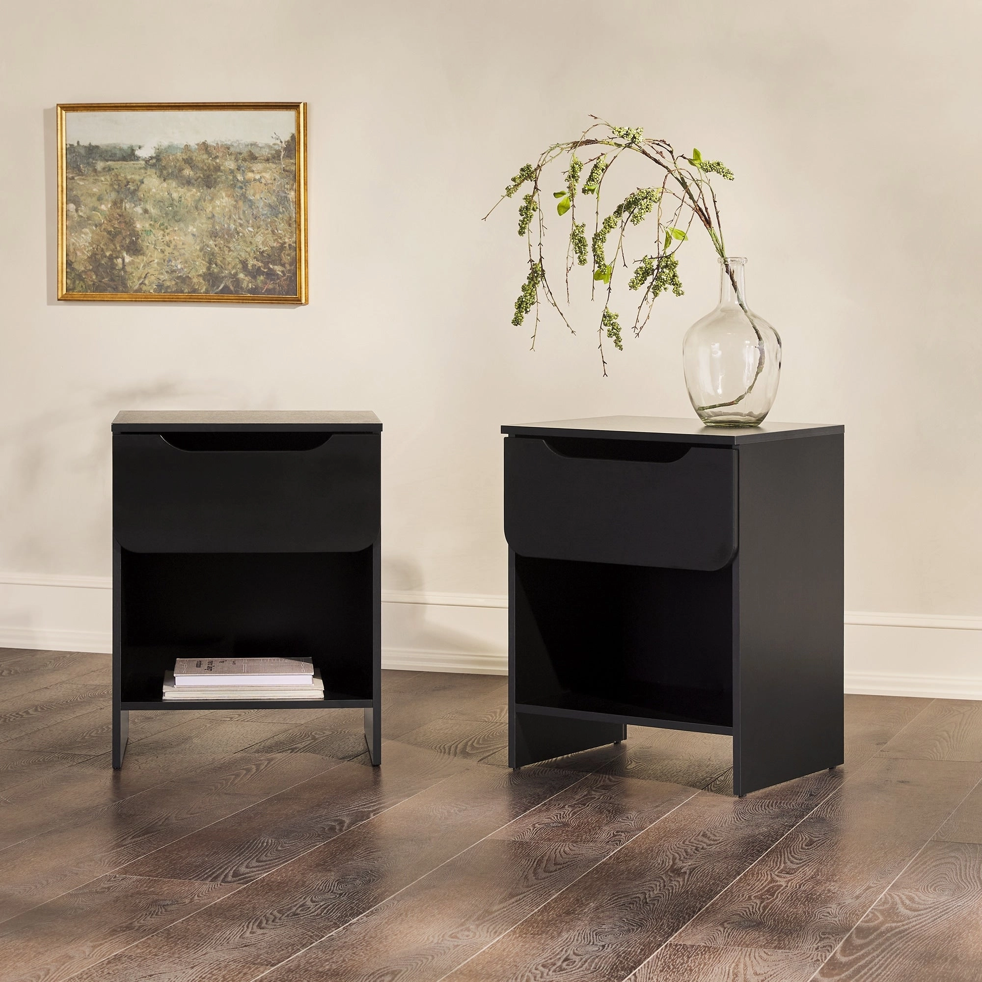 Middlebrook Designs Modern 1-Drawer Nightstand with Cubby (Set of 2)