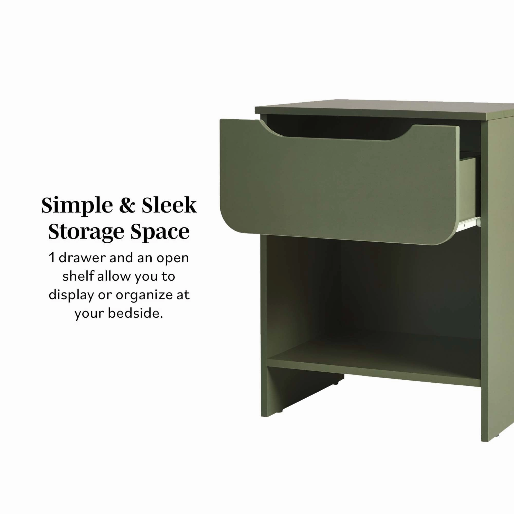 Middlebrook Designs Modern 1-Drawer Nightstand with Cubby (Set of 2)