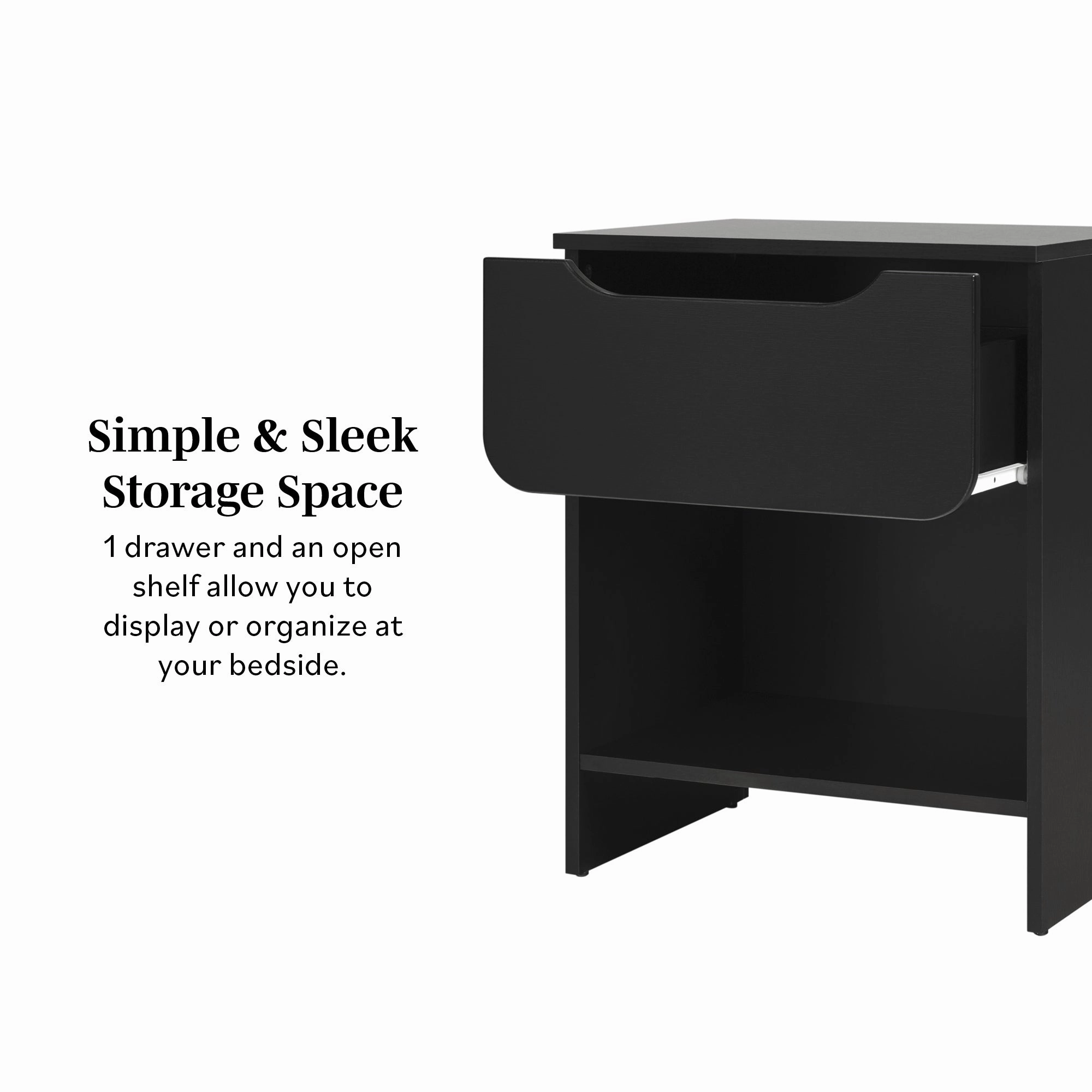 Middlebrook Designs Modern 1-Drawer Nightstand with Cubby (Set of 2)