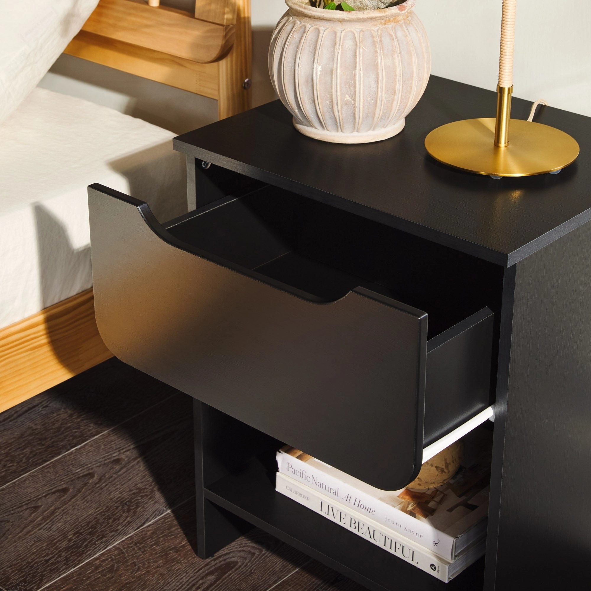 Middlebrook Designs Modern 1-Drawer Nightstand with Cubby