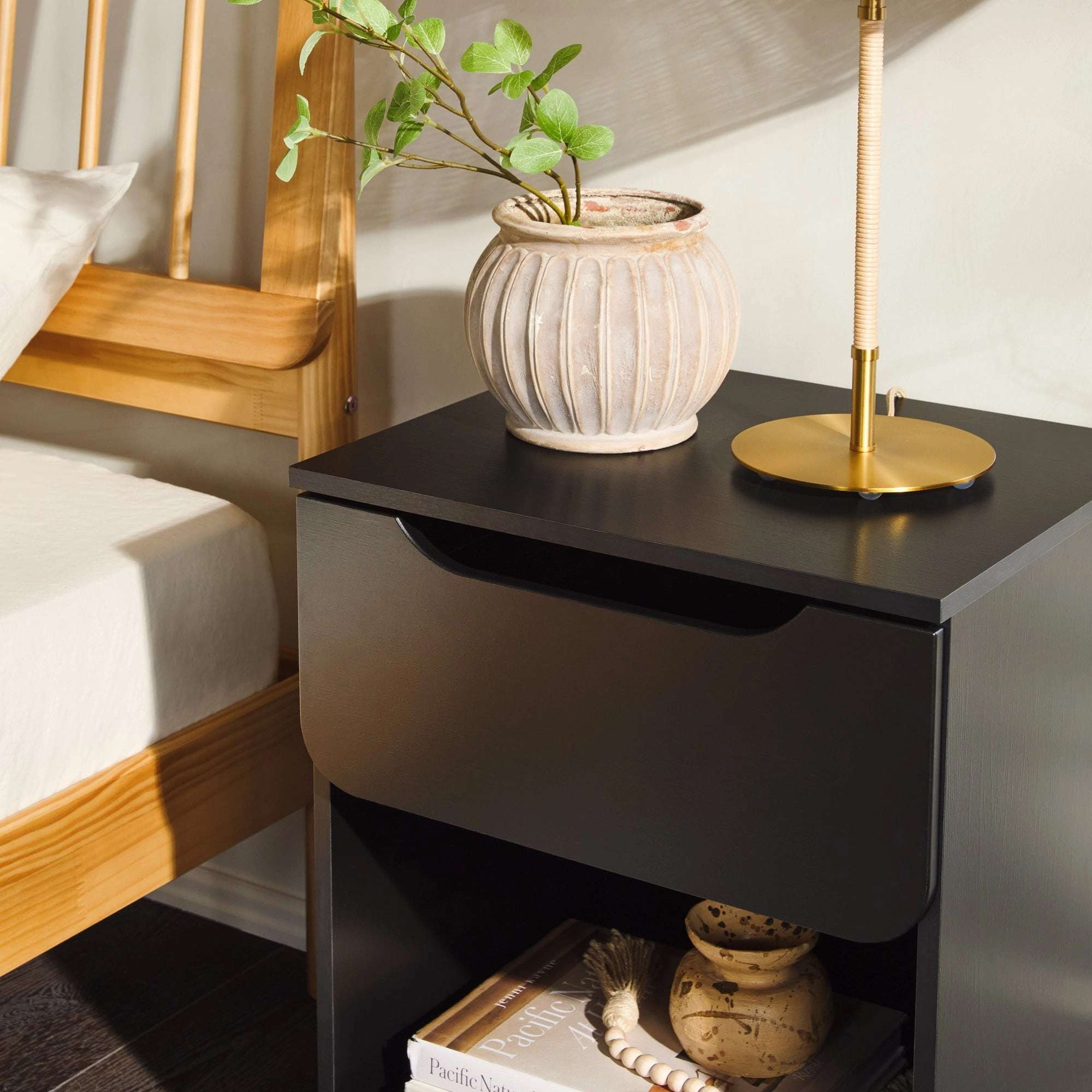 Middlebrook Designs Modern 1-Drawer Nightstand with Cubby