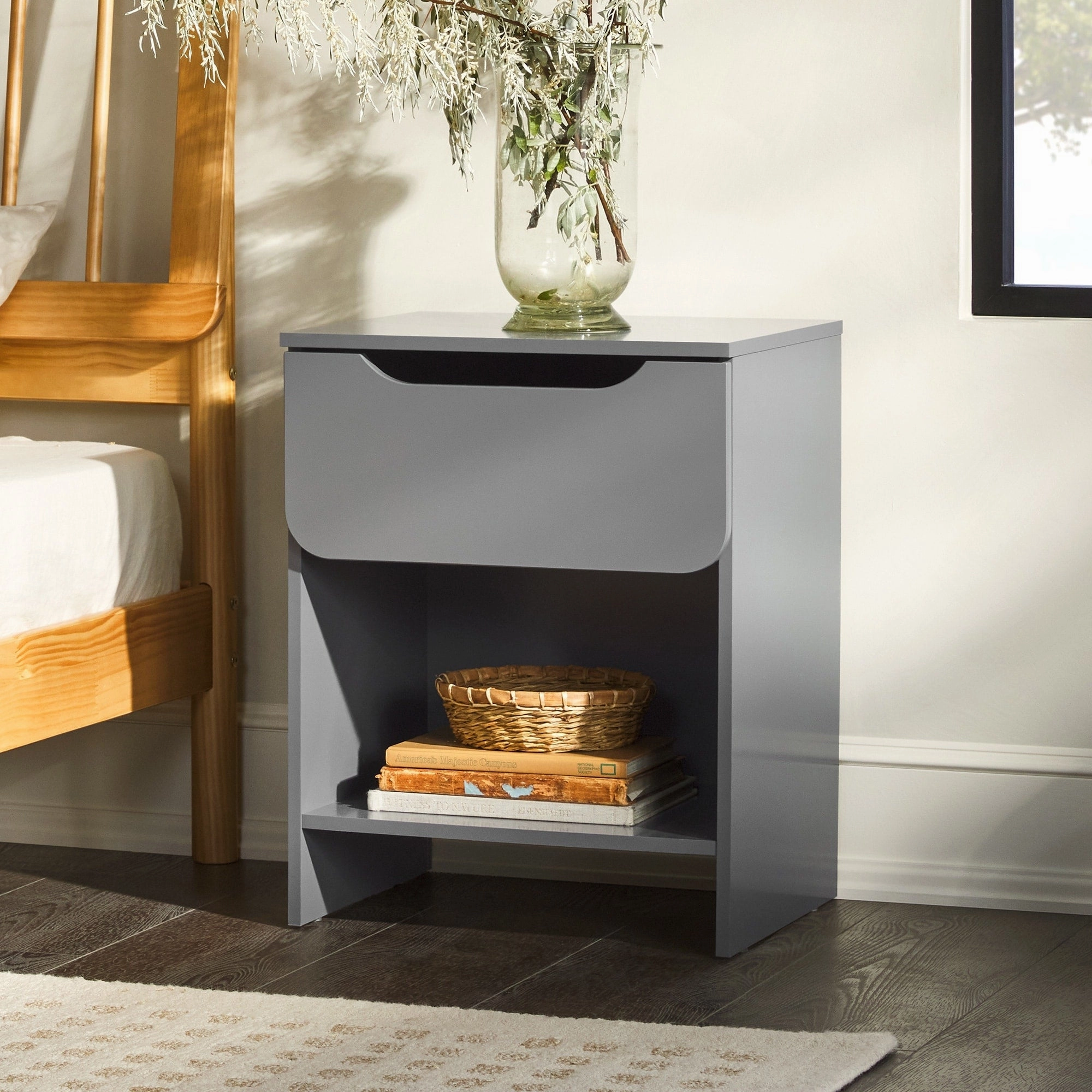 Middlebrook Designs Modern 1-Drawer Nightstand with Cubby