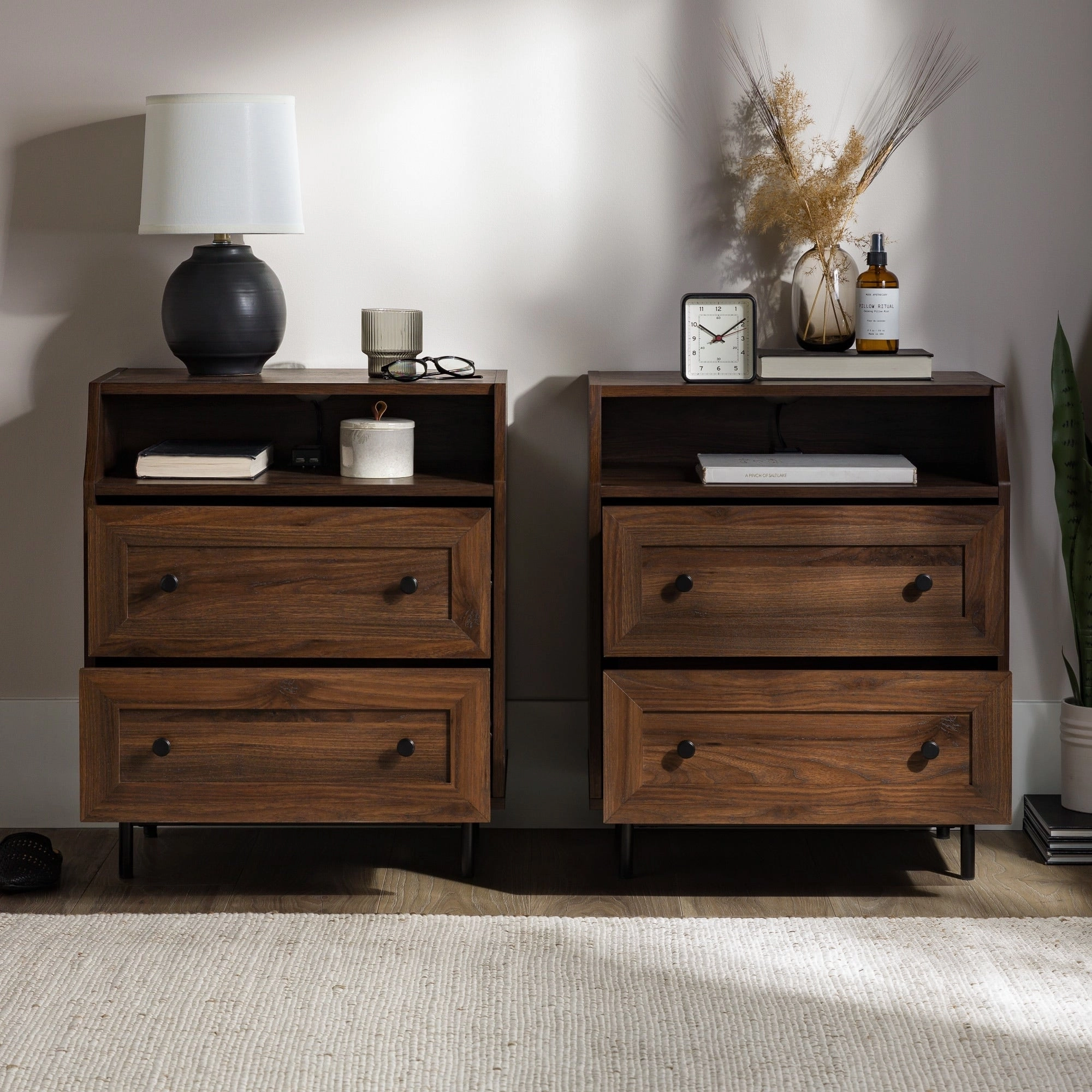 Middlebrook Modern 2-Drawer USB Nightstand. Set of 2