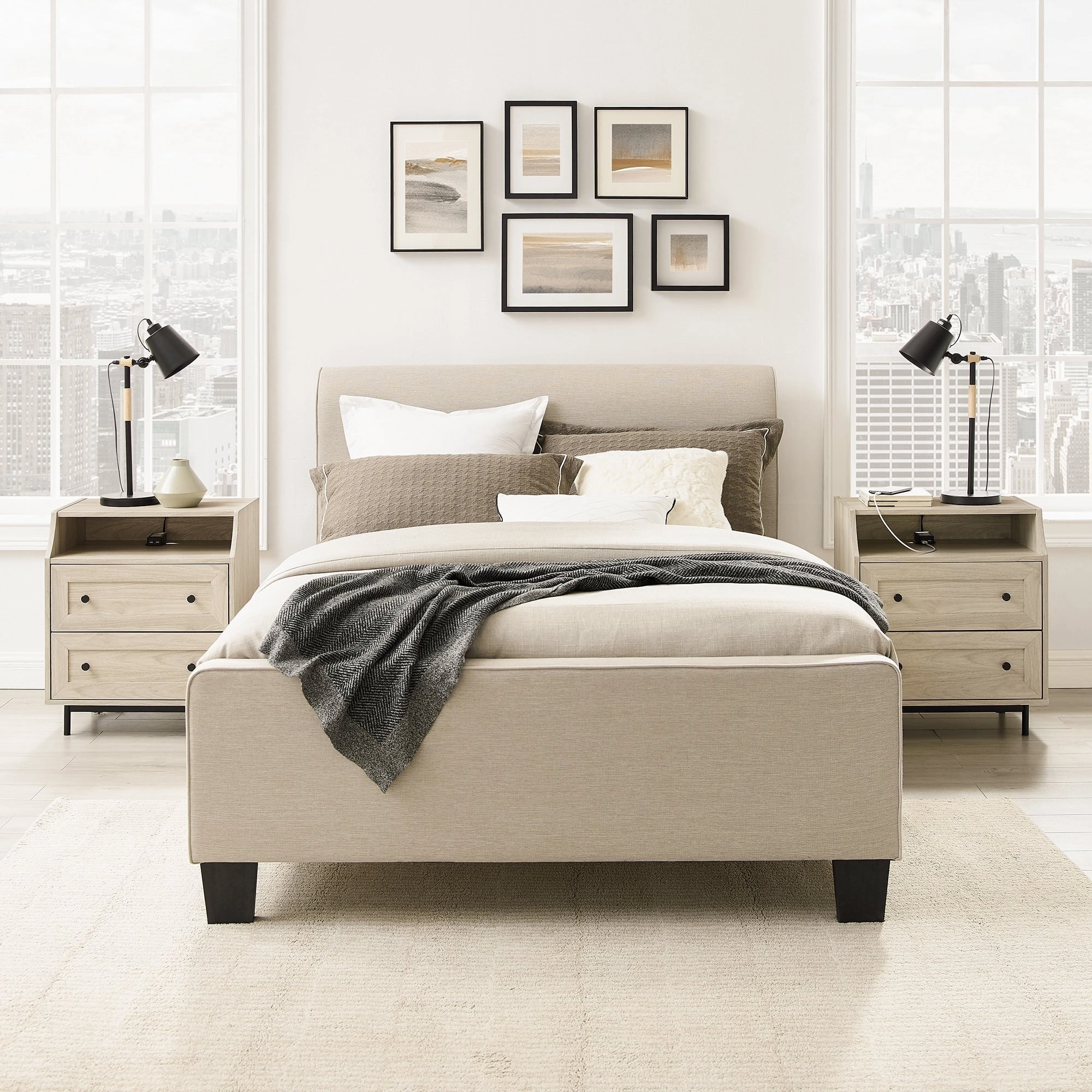 Middlebrook Modern 2-Drawer USB Nightstand. Set of 2