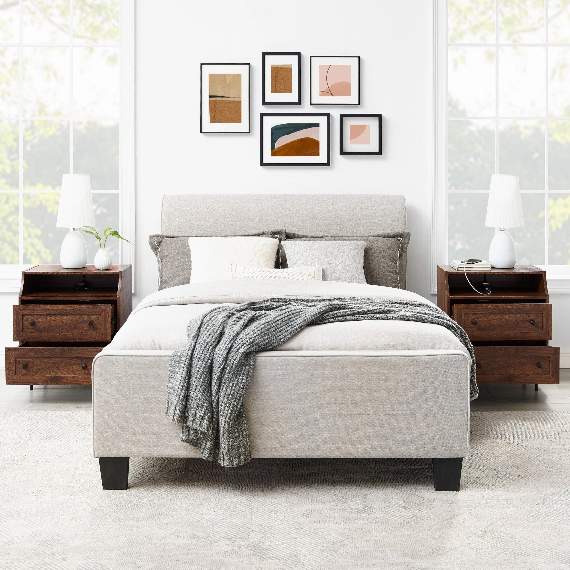 Middlebrook Modern 2-Drawer USB Nightstand. Set of 2