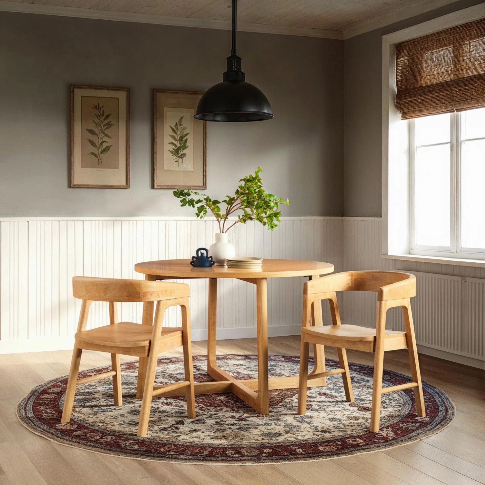 Middlebrook Modern Round Solid Wood Dining Table With Geometric Legs