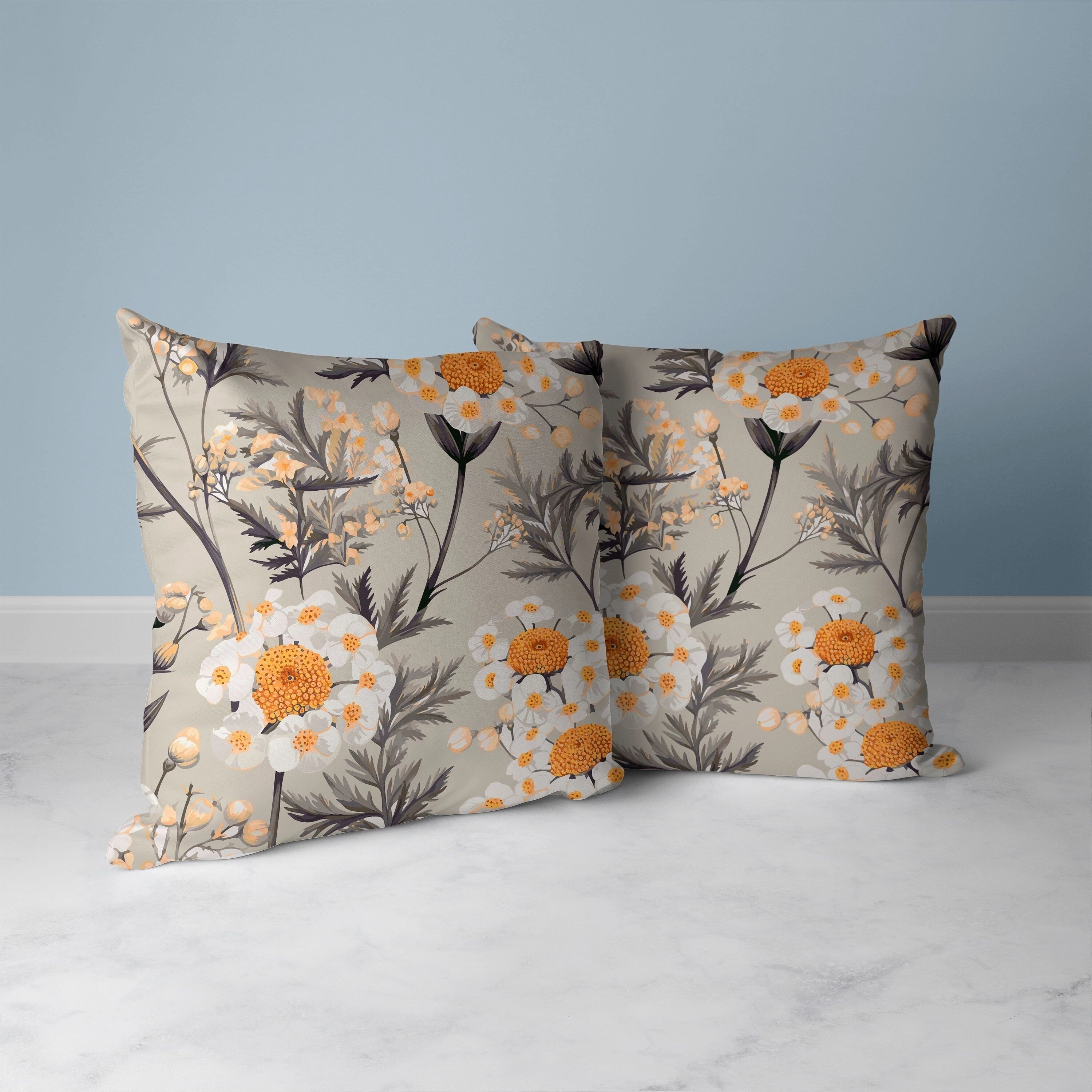 Millefolium Harmony Faux Suede Reversible Throw Pillow Grey and Orange