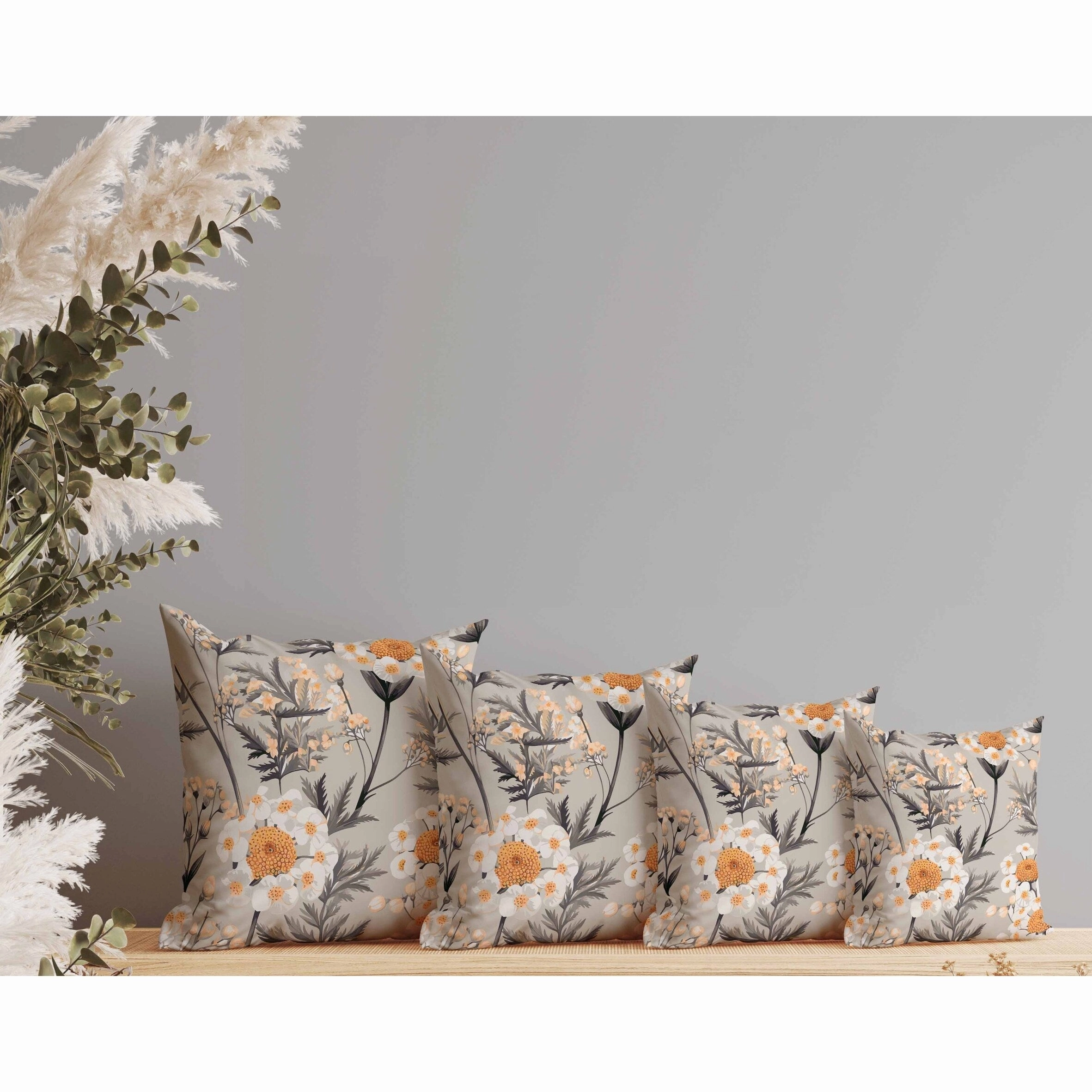 Millefolium Harmony Faux Suede Reversible Throw Pillow Grey and Orange