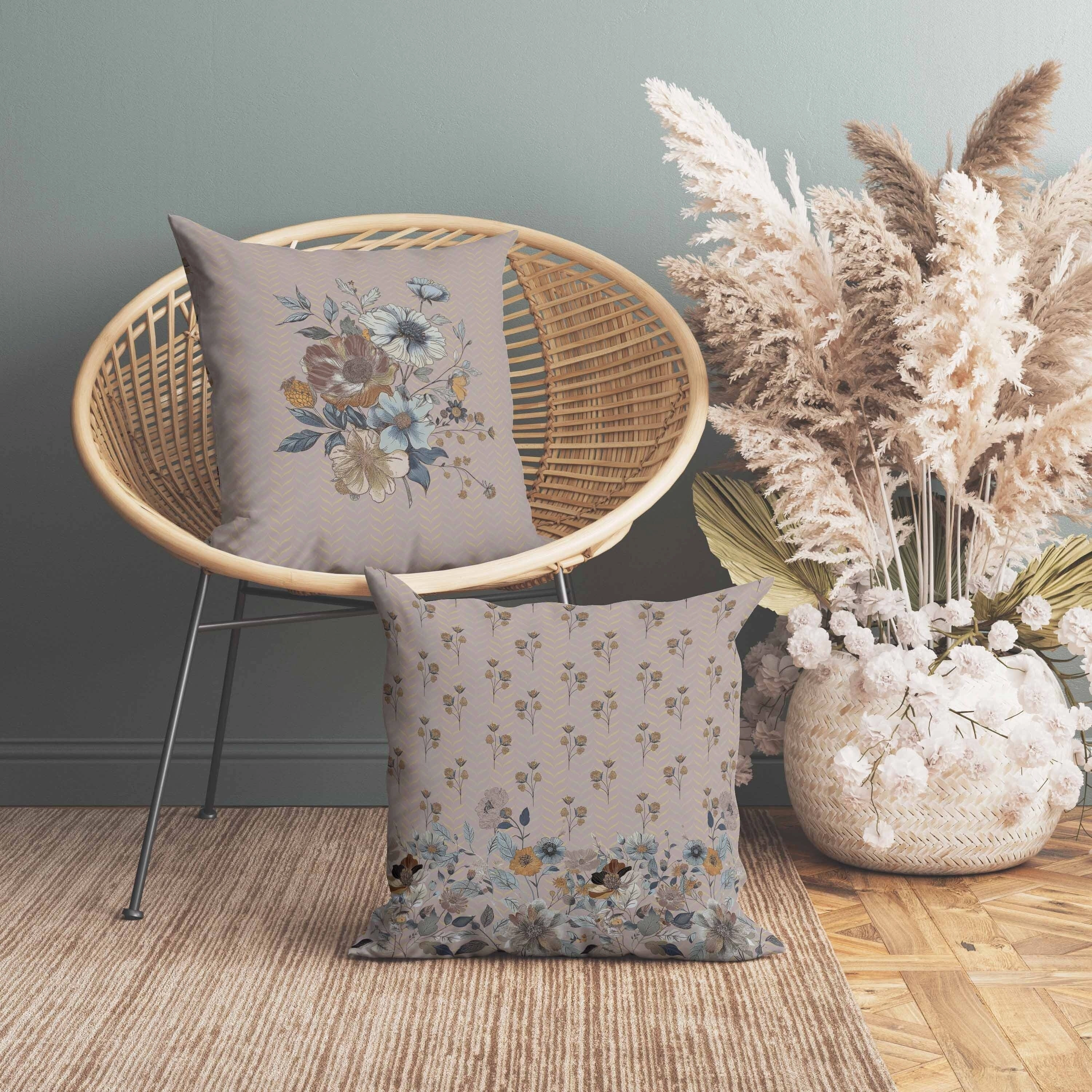 Misty Meadows Indoor/Outdoor Reversible Throw Pillow Earthy and Brown