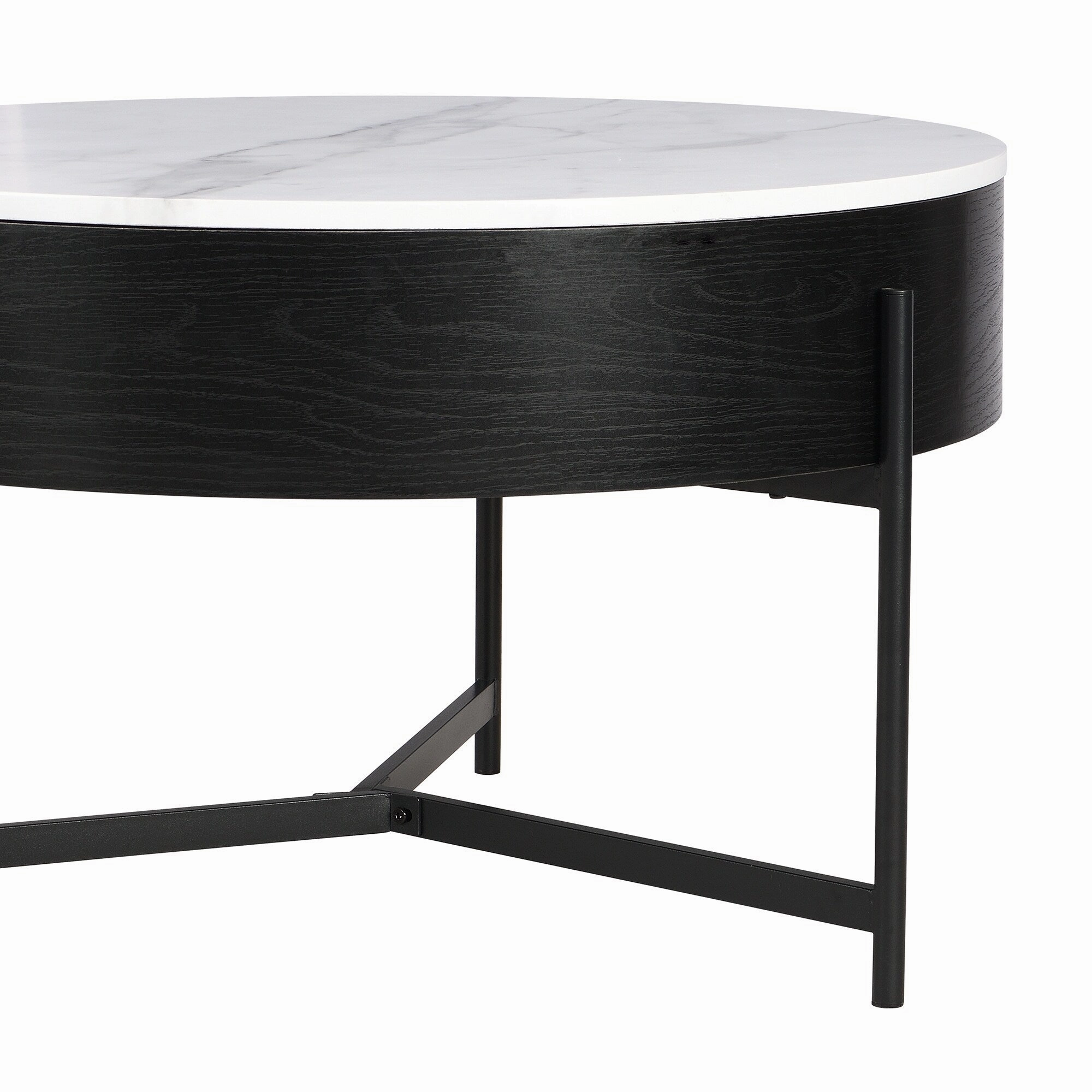 Modern Round Lift-Top Coffee Table with Hidden Storage & 3 Ottomans by Harper&Bright Designs