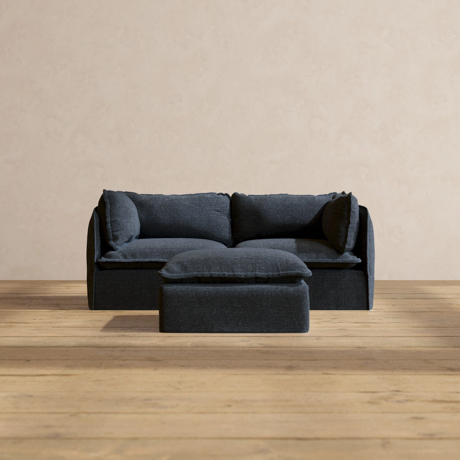 Modular Performance 2-Seater   Ottoman in Indigo | Deluxe Blend
